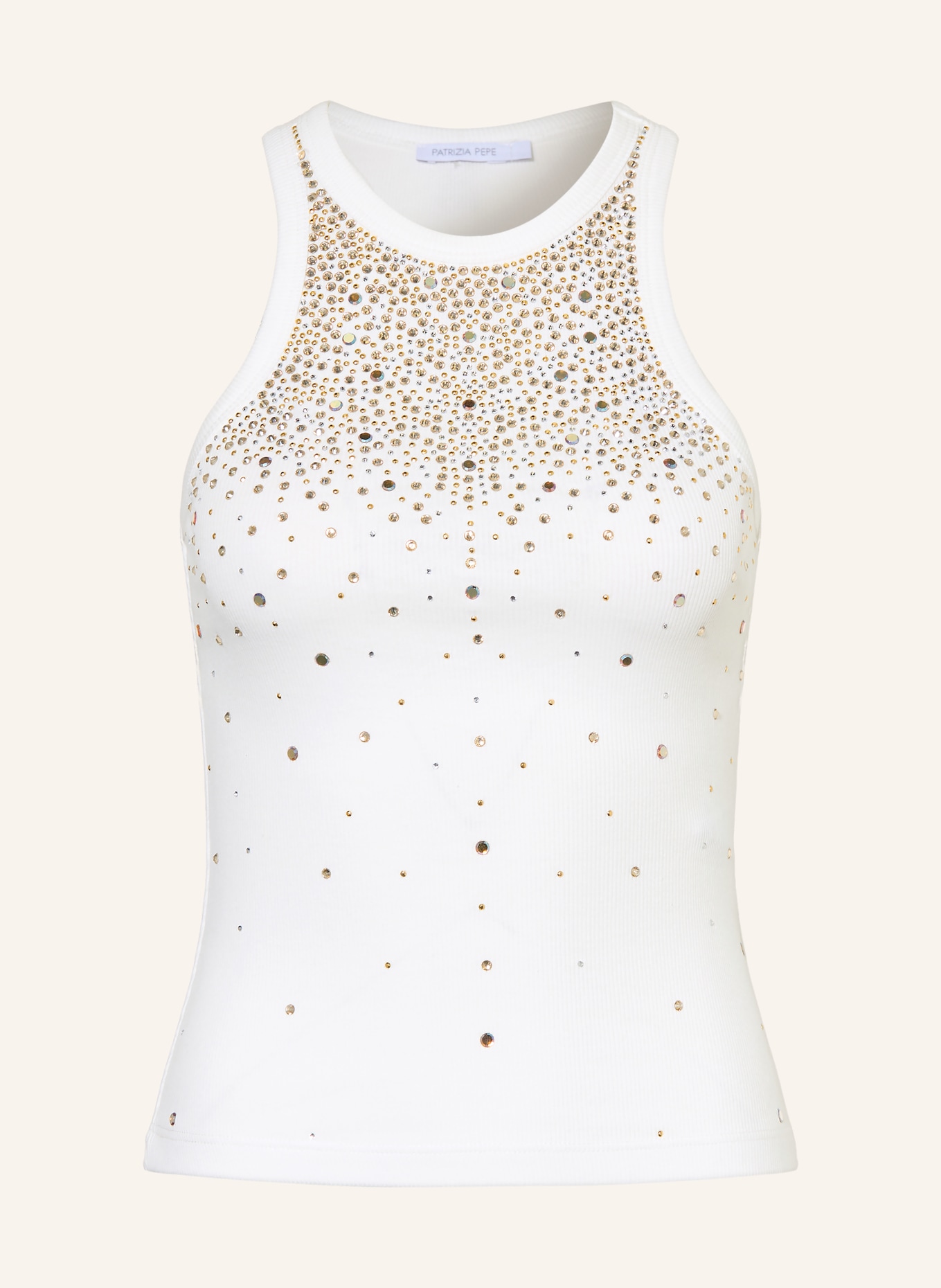 PATRIZIA PEPE Top with gemstones: WHITE / GOLD