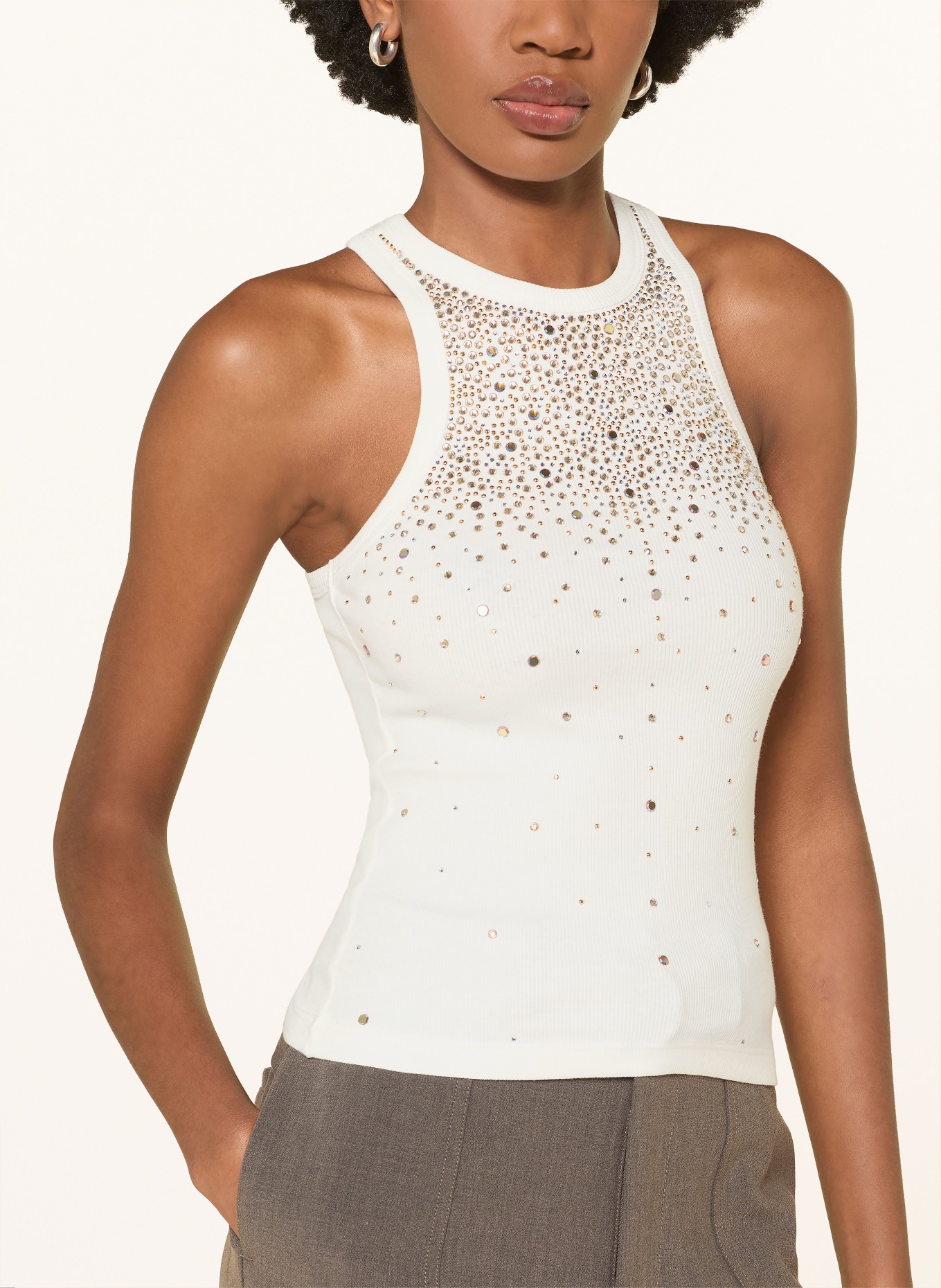 PATRIZIA PEPE Top with gemstones: WHITE / GOLD