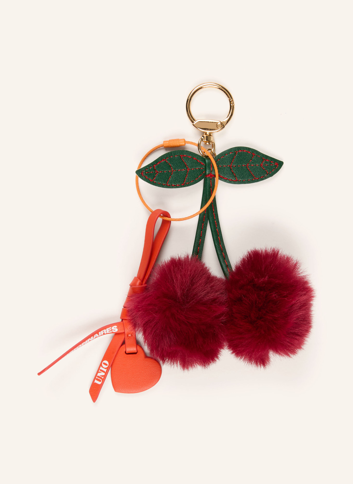 UNIO BIG FLUFFY CHERRY CHARM bag charm: DARK RED / DARK GREEN