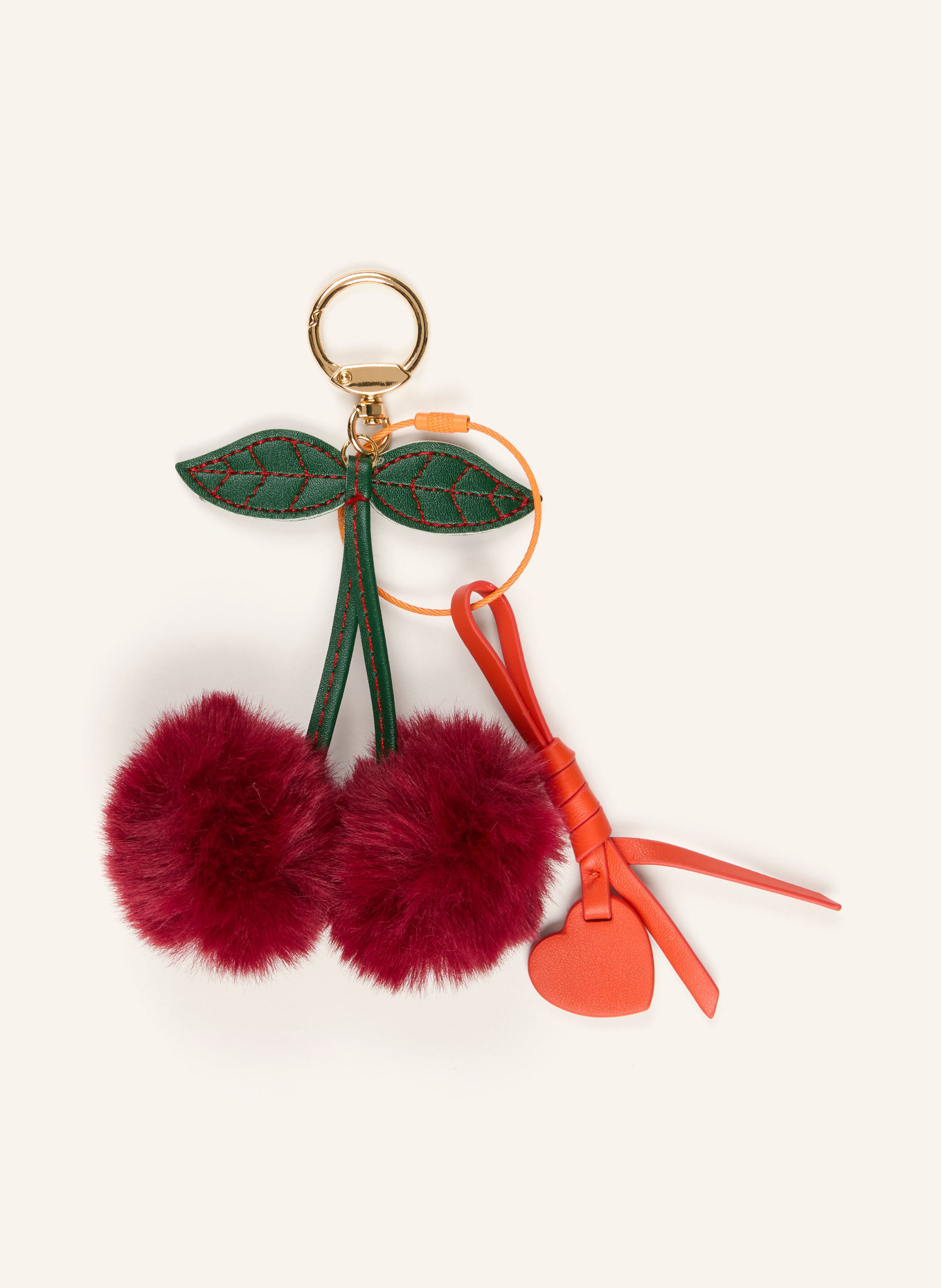 UNIO BIG FLUFFY CHERRY CHARM bag charm: DARK RED / DARK GREEN