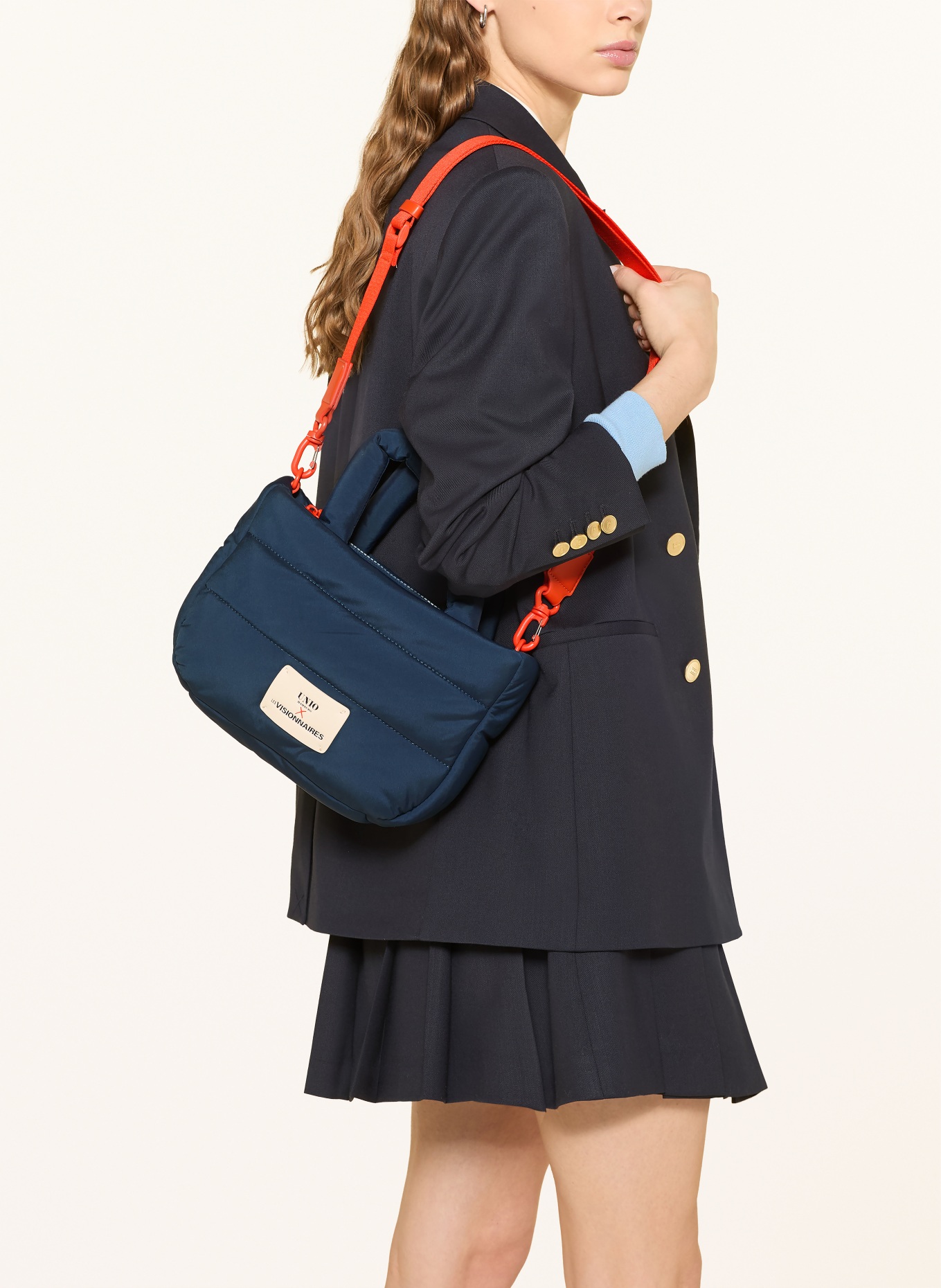 UNIO CORTINA SMALL handbag: DARK BLUE / ORANGE
