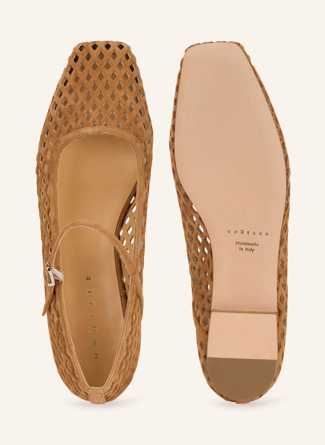 UNÜTZER Mary Jane ballerina flats: COGNAC