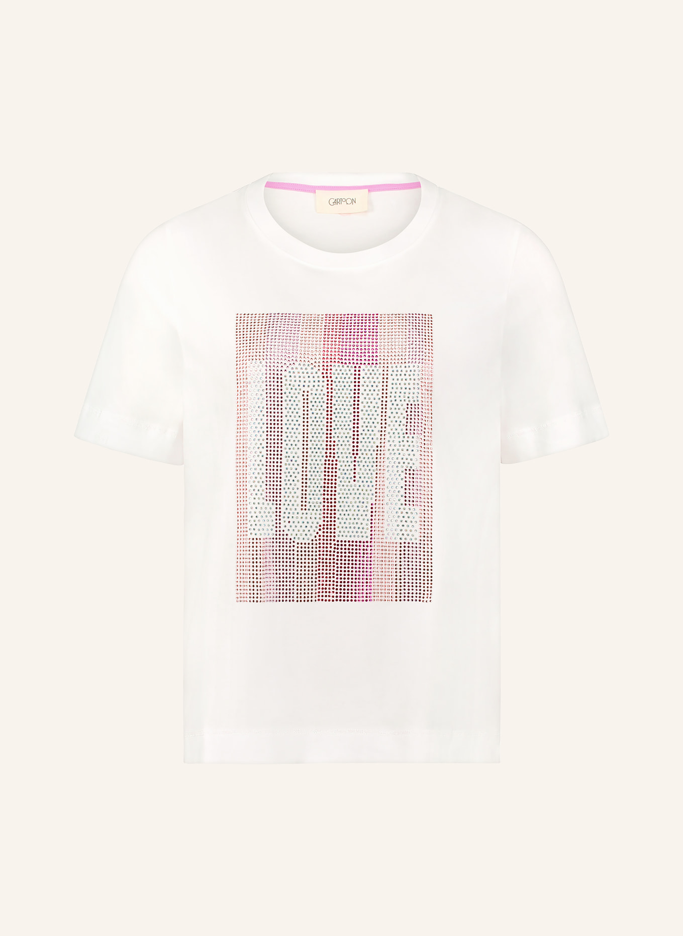 CARTOON T-shirt à paillettes: BLANC / OR / ROSE FUCHSIA