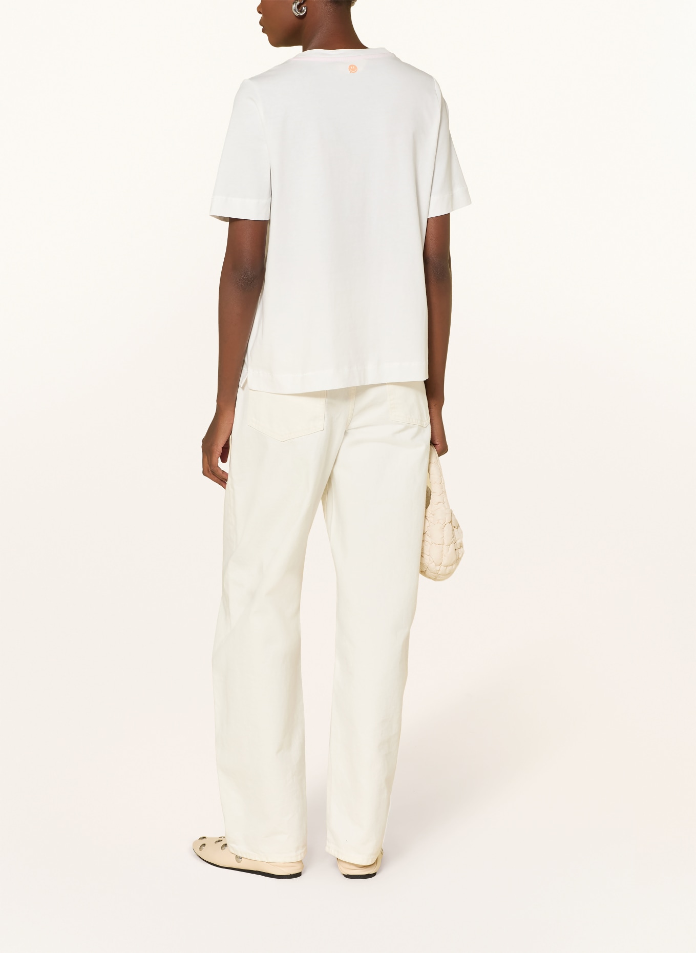 CARTOON T-shirt à paillettes: BLANC / OR / ROSE FUCHSIA