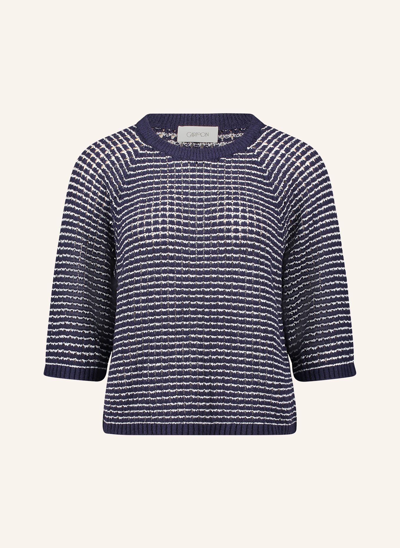 CARTOON Sweater with 3/4 sleeves: DARK BLUE / WHITE