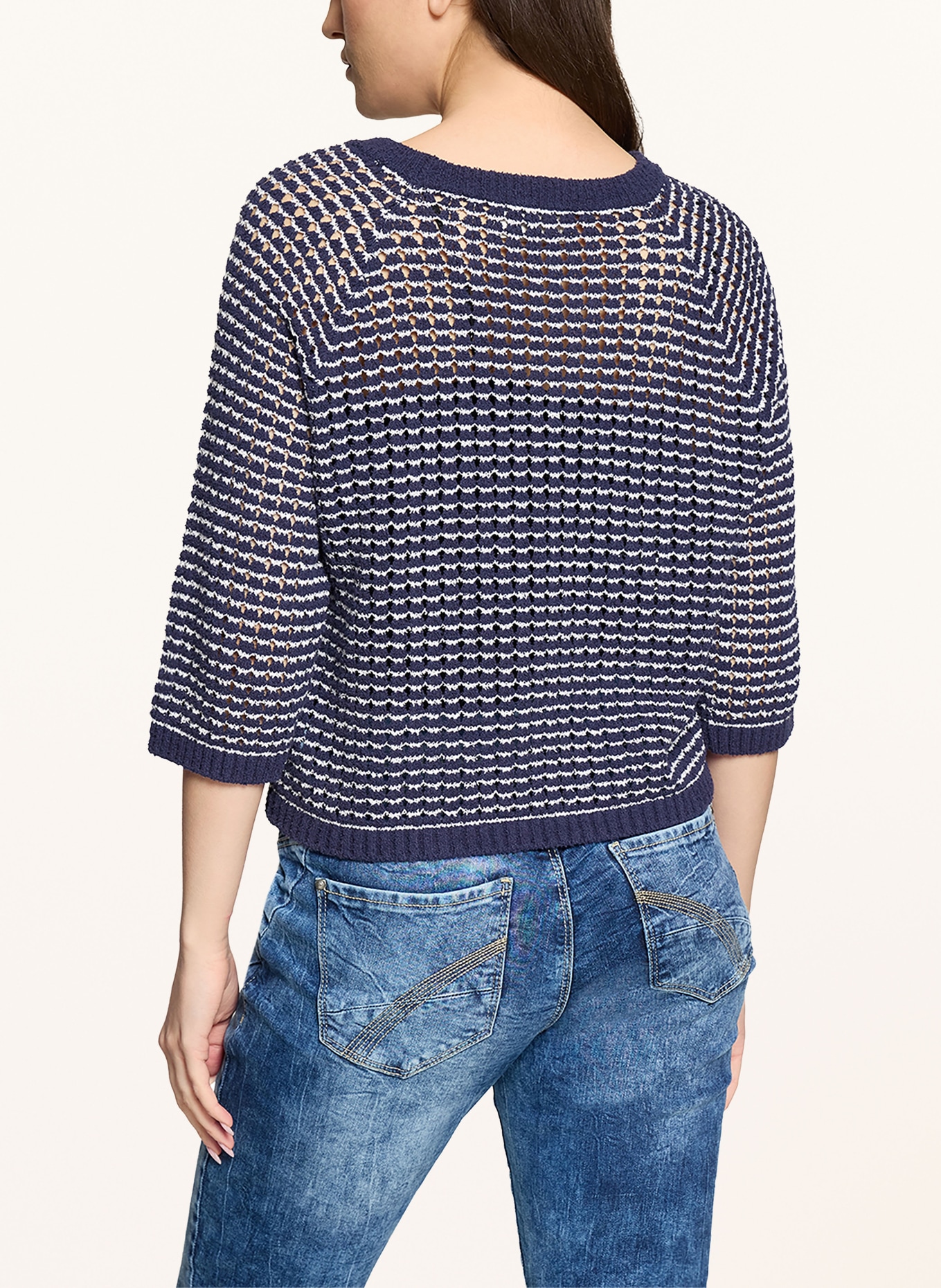 CARTOON Sweater with 3/4 sleeves: DARK BLUE / WHITE