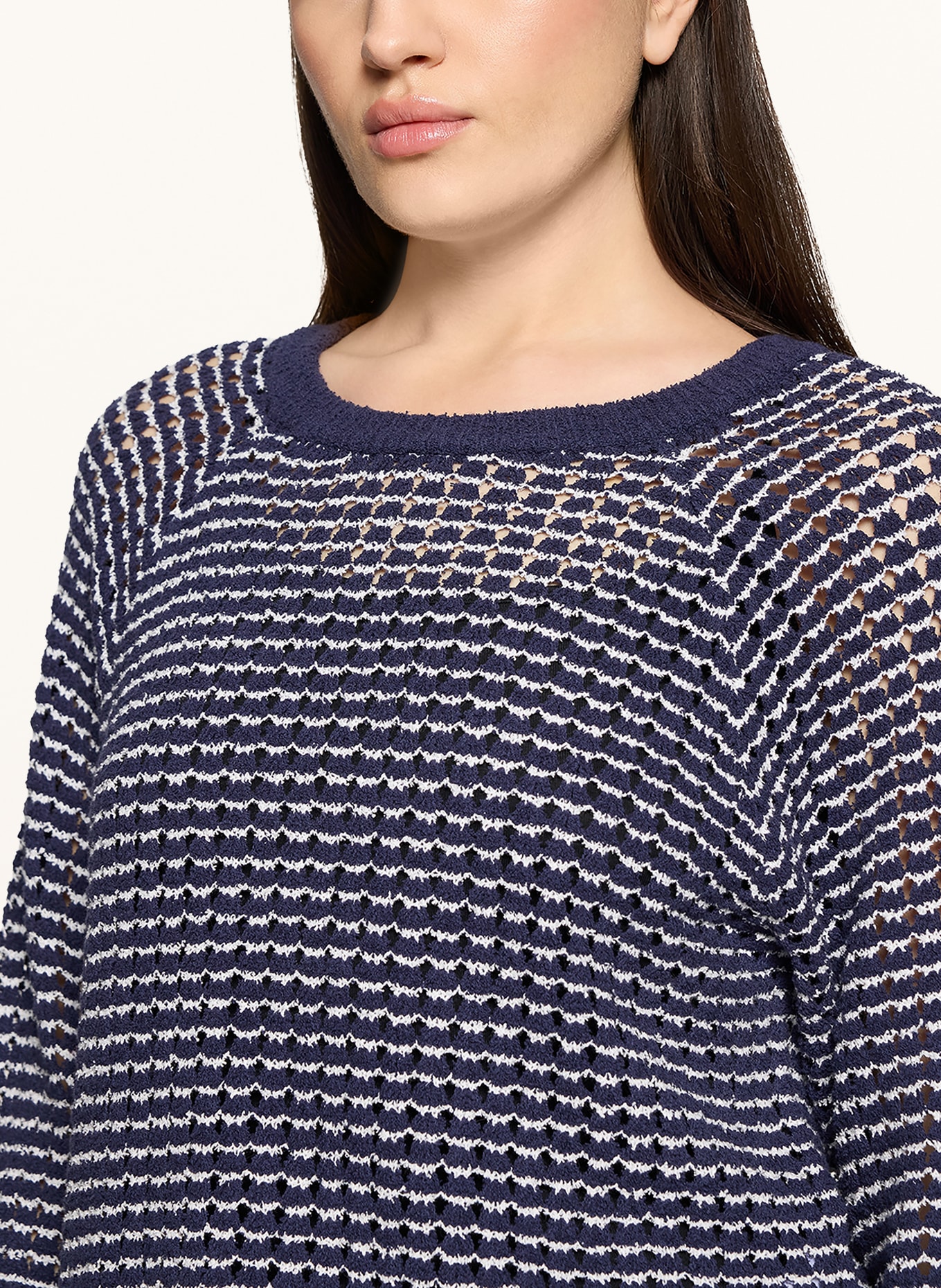 CARTOON Sweater with 3/4 sleeves: DARK BLUE / WHITE