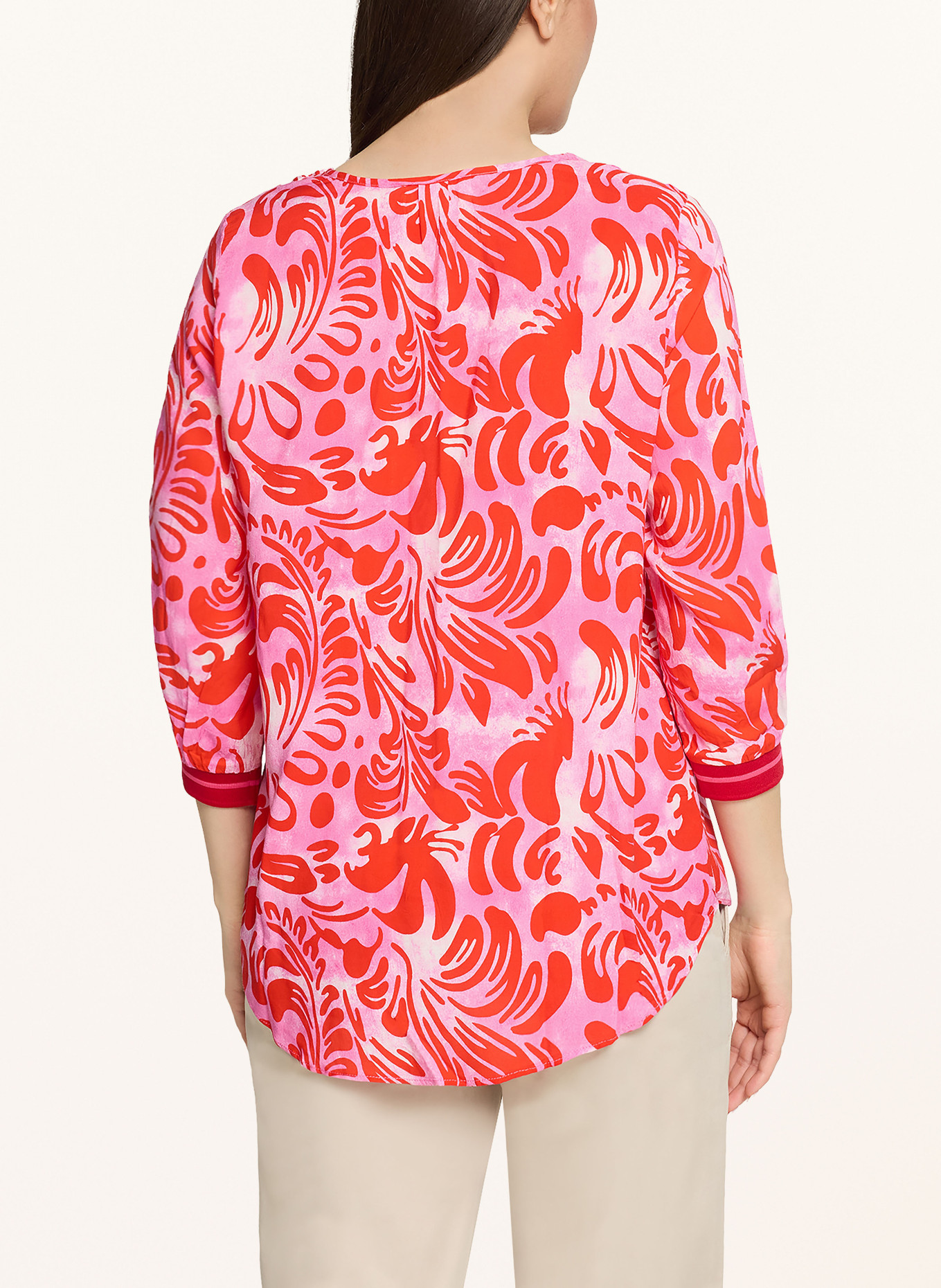 CARTOON Blouse shirt with 3/4 sleeves: RED / PINK / WHITE
