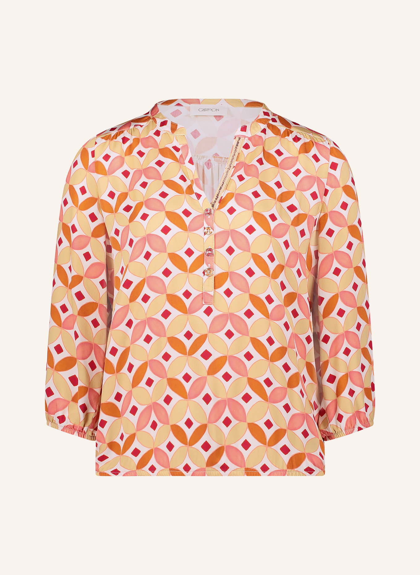 CARTOON Blouse shirt with 3/4 sleeves: CREAM / ORANGE