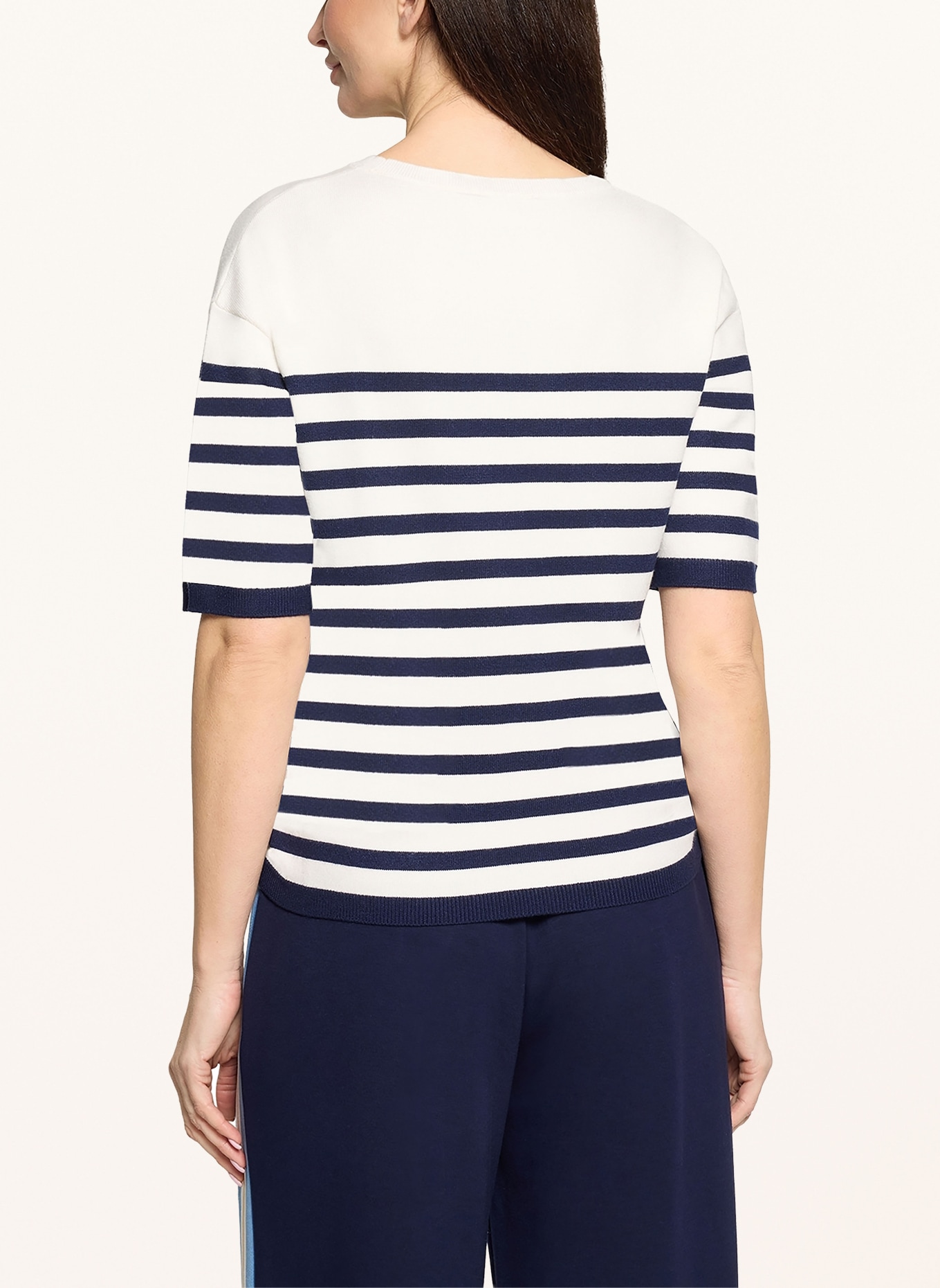 CARTOON knit shirt: WHITE / DARK BLUE