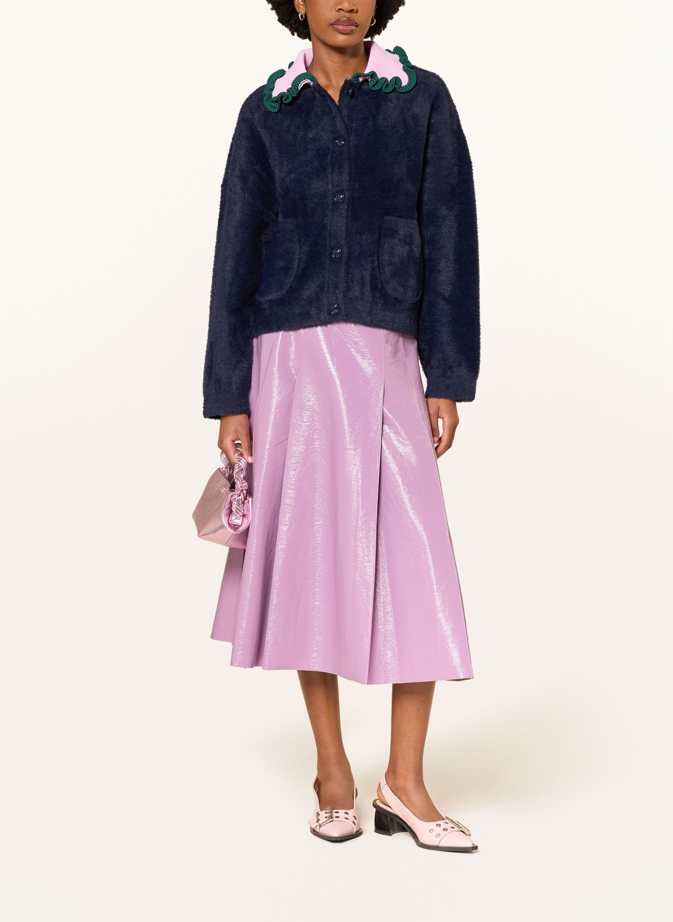 ESSENTIEL ANTWERP Faltenrock in Lederoptik: ROSA