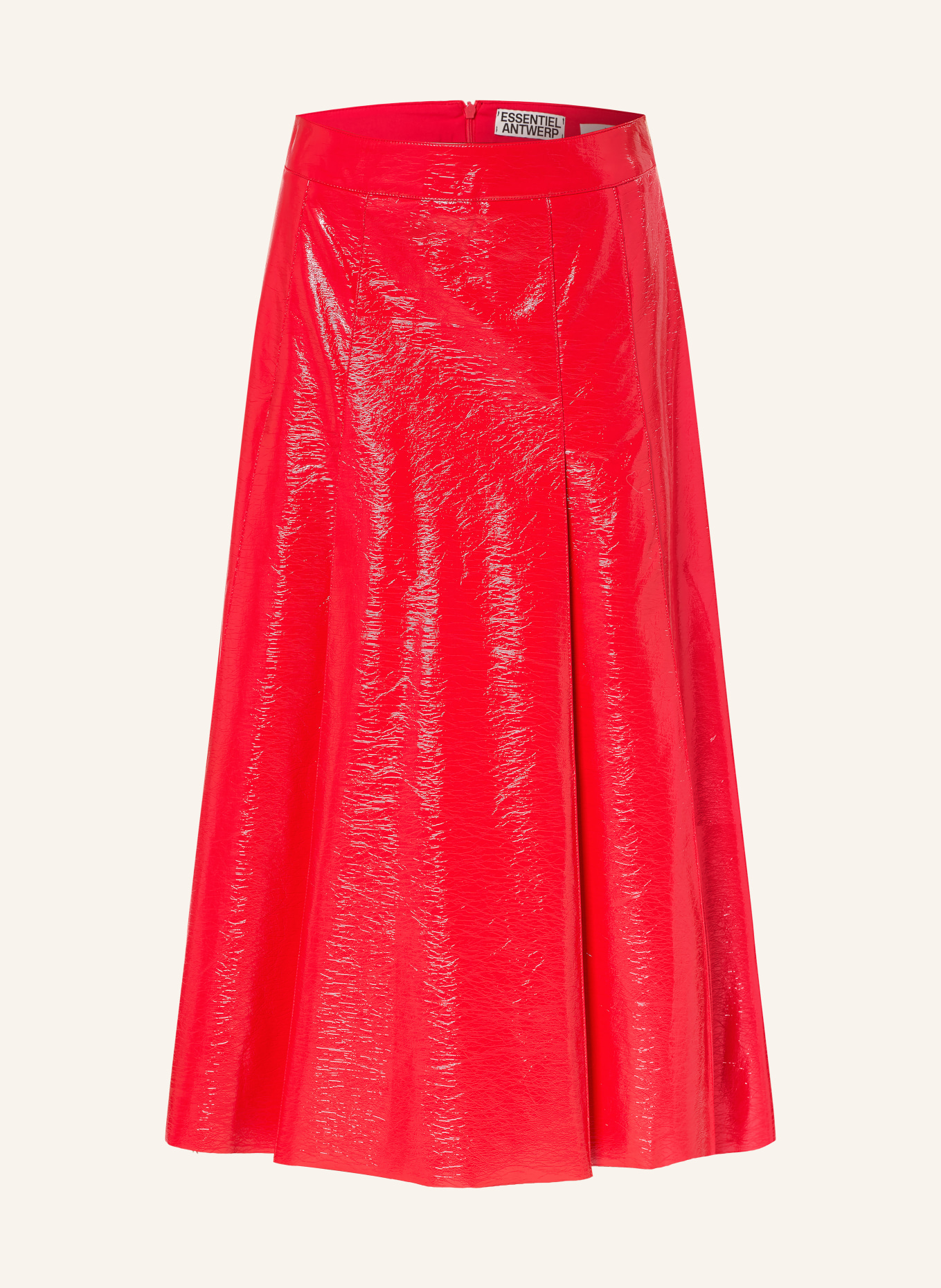 ESSENTIEL ANTWERP Faltenrock in Lederoptik: ROT