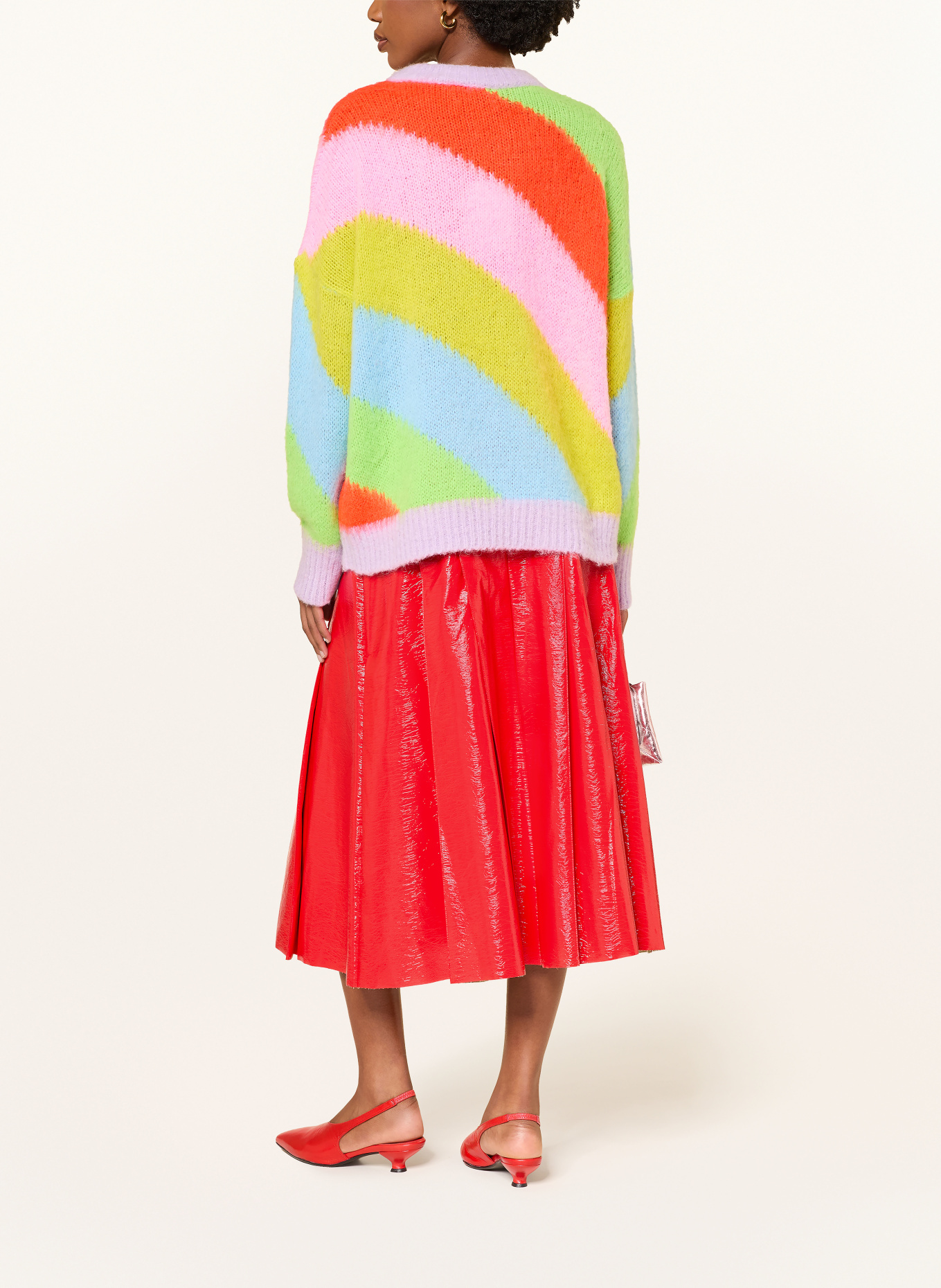 ESSENTIEL ANTWERP Faltenrock in Lederoptik: ROT