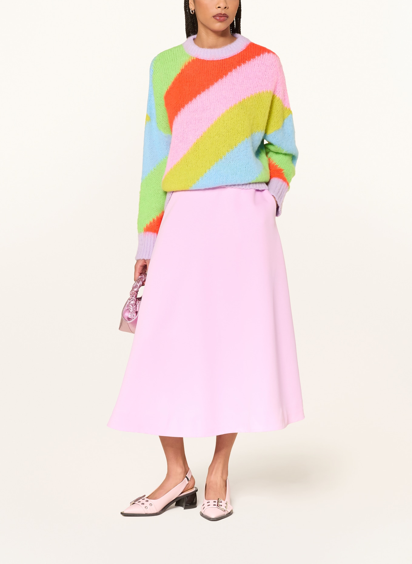 ESSENTIEL ANTWERP JOLOR sweater: NEON GREEN / LIGHT PURPLE / LIGHT BLUE