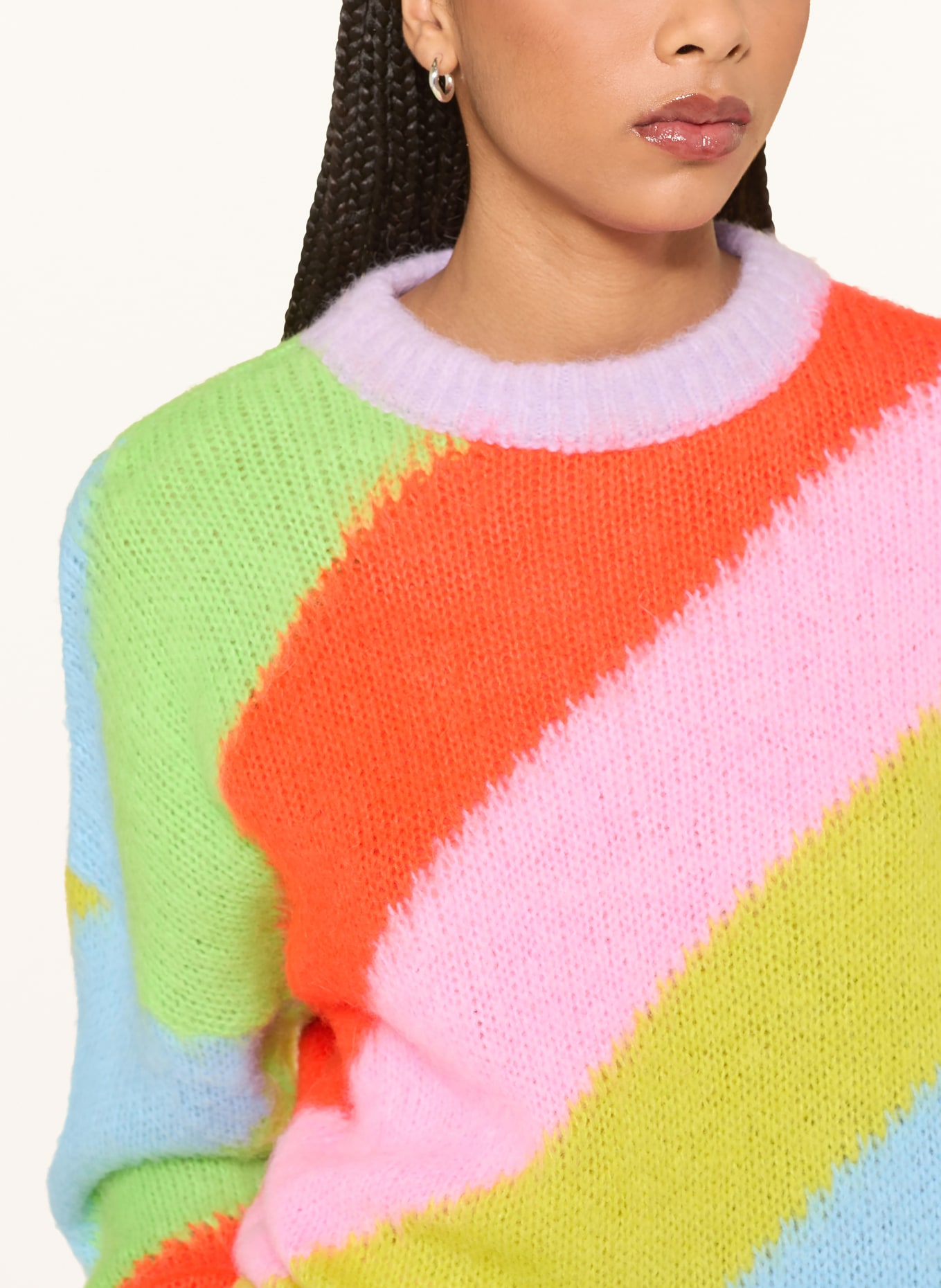 ESSENTIEL ANTWERP JOLOR sweater: NEON GREEN / LIGHT PURPLE / LIGHT BLUE