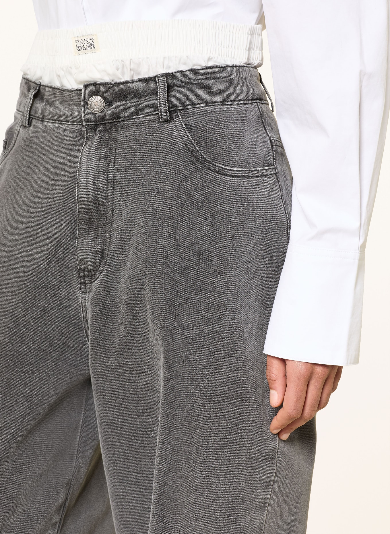 KARO KAUER Wide Leg Jeans im Materialmix: 846 Dark Grey Washed