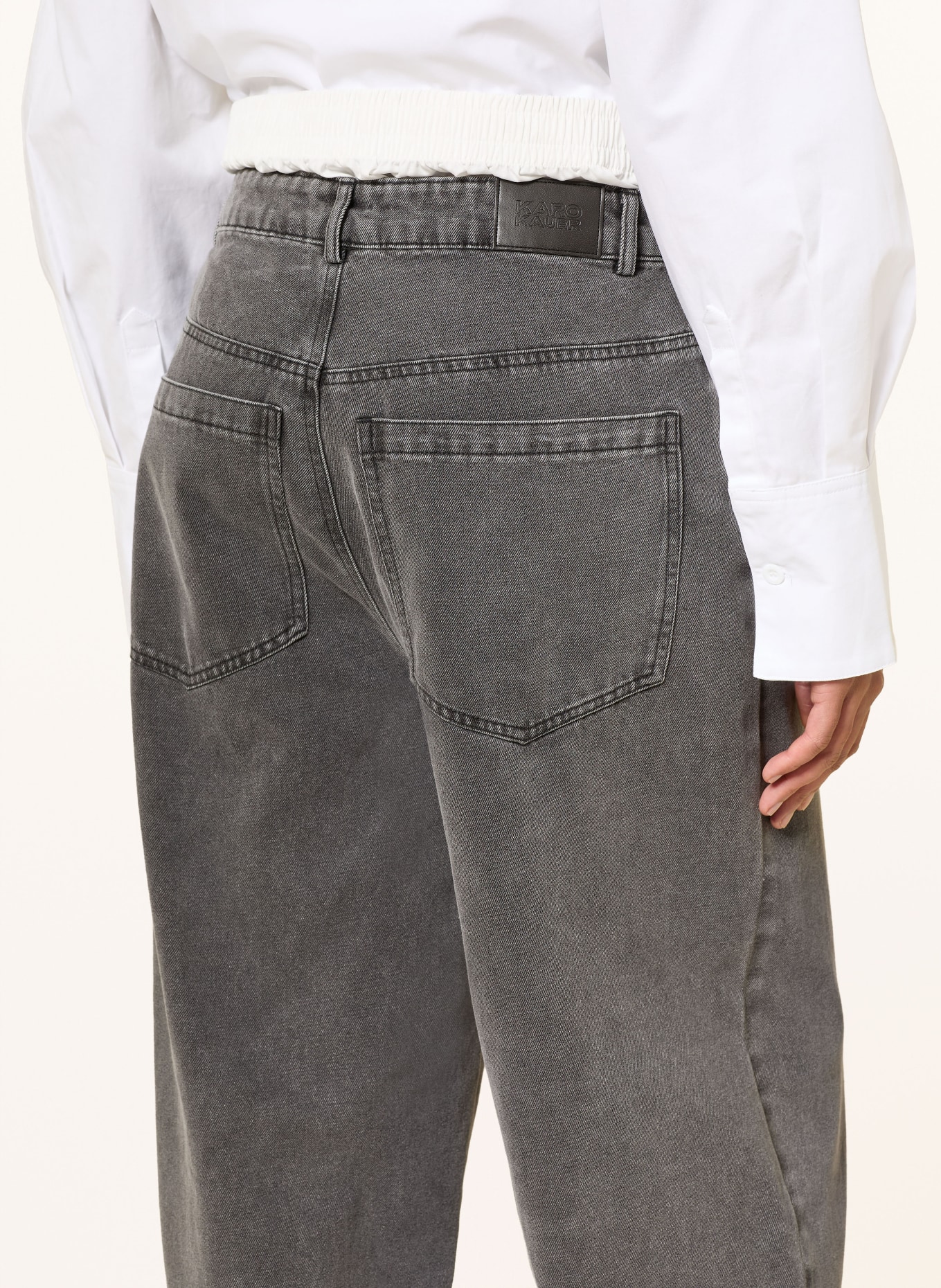 KARO KAUER Wide Leg Jeans im Materialmix: 846 Dark Grey Washed