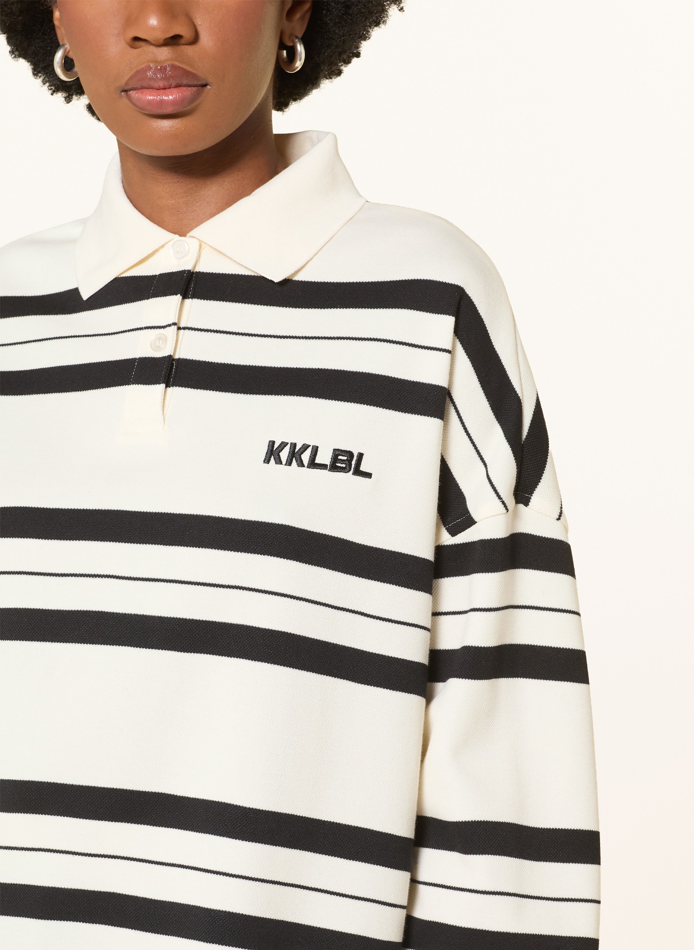 KARO KAUER Polo piqué: ÉCRU / NOIR