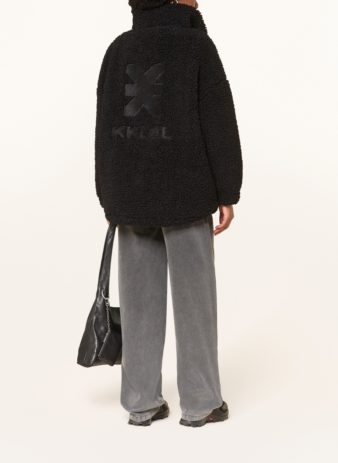 KARO KAUER teddy fur jacket: BLACK