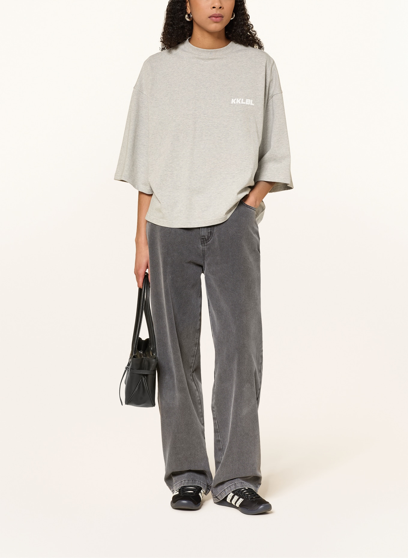 KARO KAUER Oversized tričko s 3/4 rukávy: ŠEDÁ