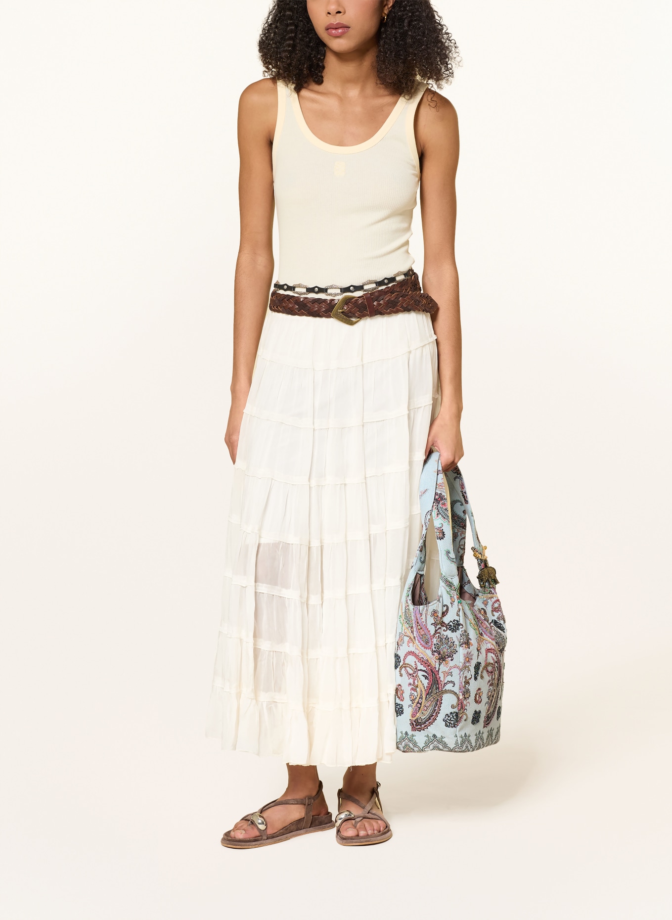 ANOKHI Sac cabas CHEYENNE MEDIUM à paillettes: BLEU GRIS / OR / ROUGE