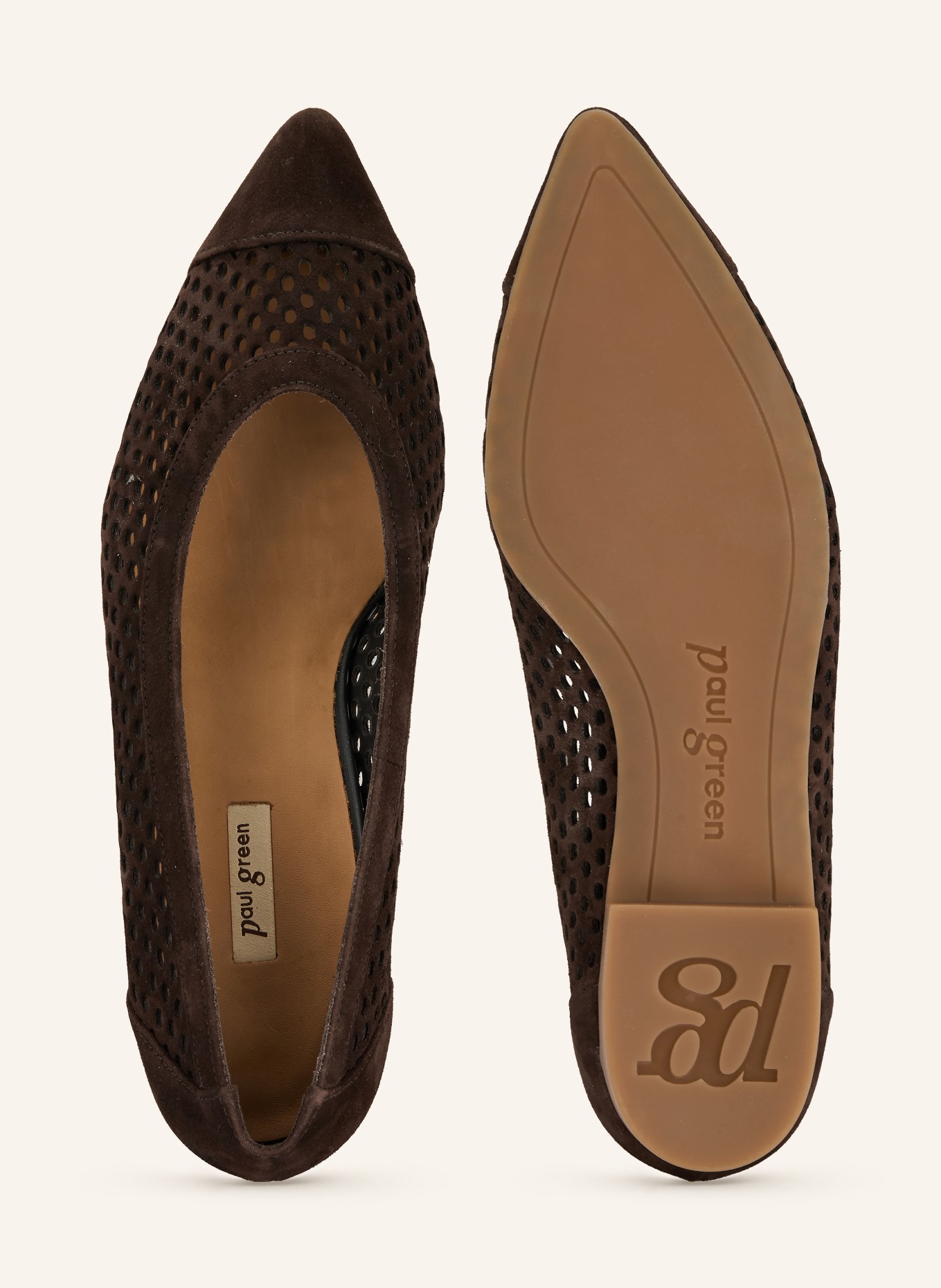 paul green ballerina flats: DARK BROWN