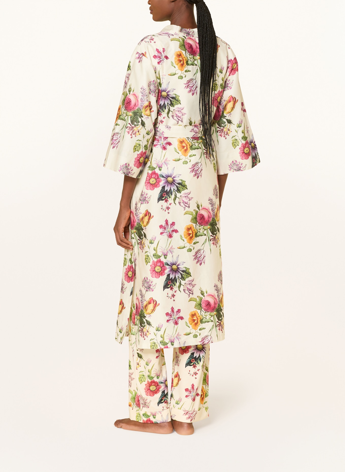 ESSENZA Dámský kimono ILONA FLOREA: KRÉMOVÁ / TMAVĚ ČERVENÁ / ZELENÁ