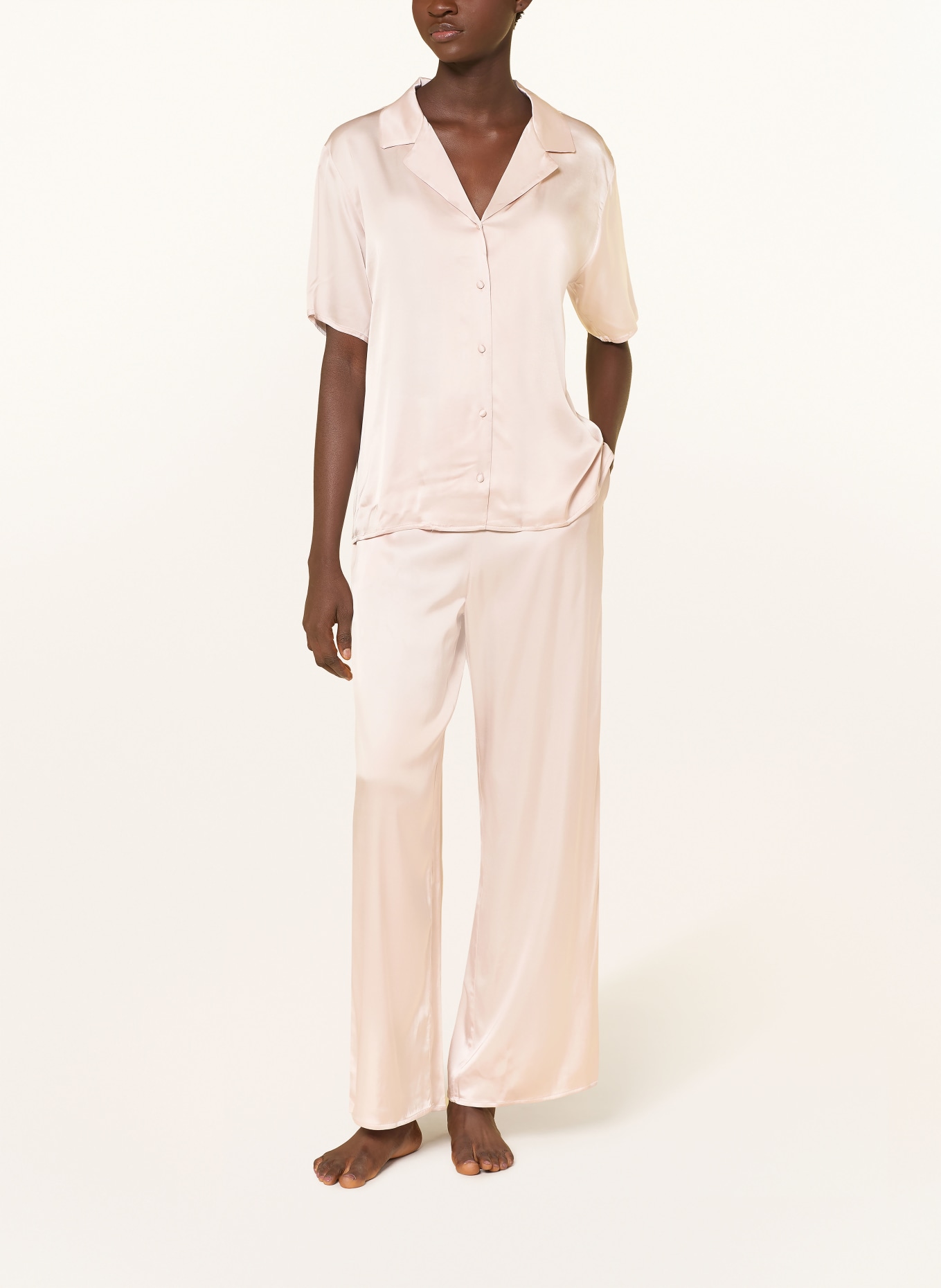 ESSENZA Spací kalhoty IDA UNI ze saténu: RŮŽOVÁ