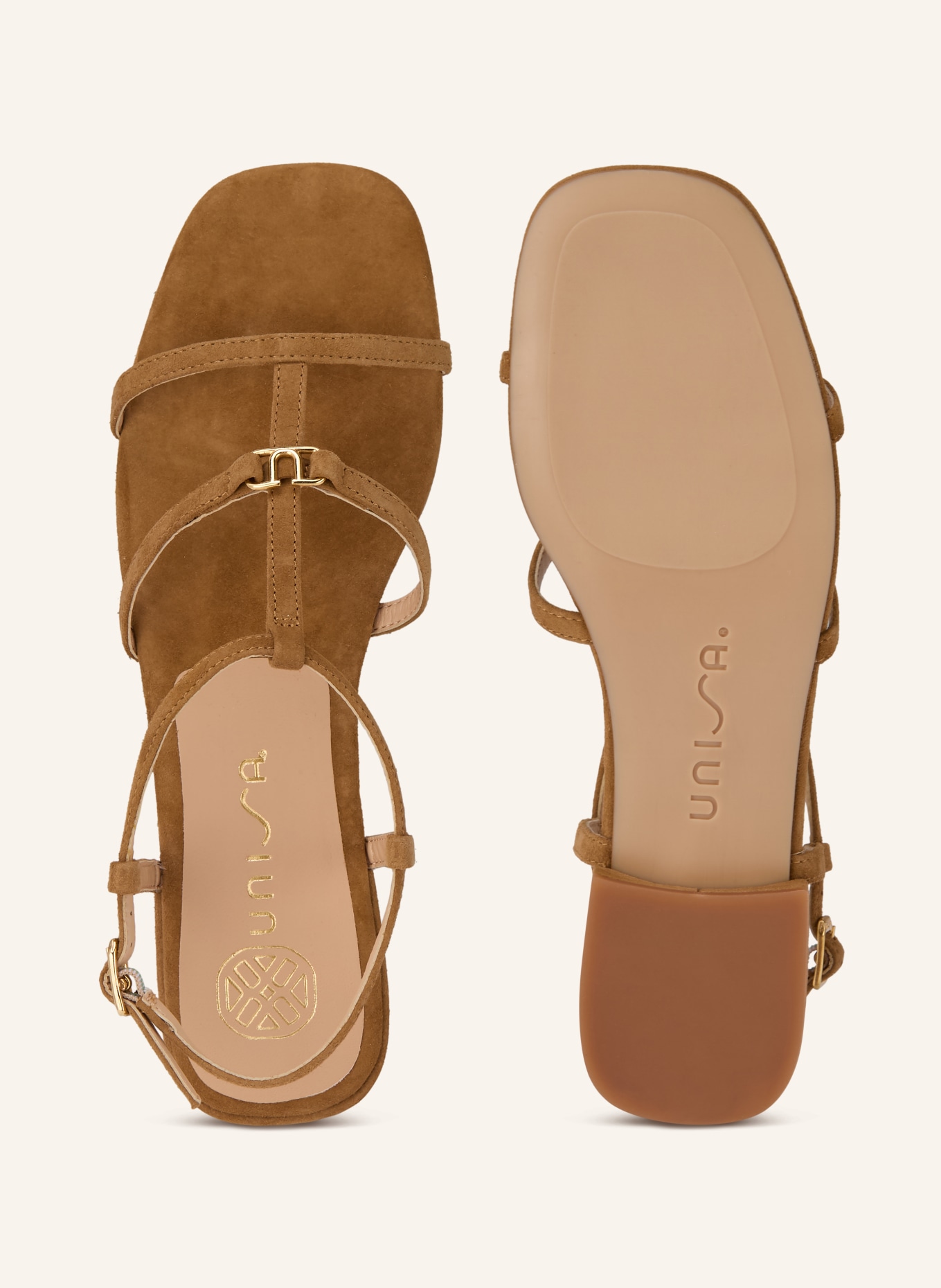UNISA CARENA_KS sandals: CAMEL / GOLD