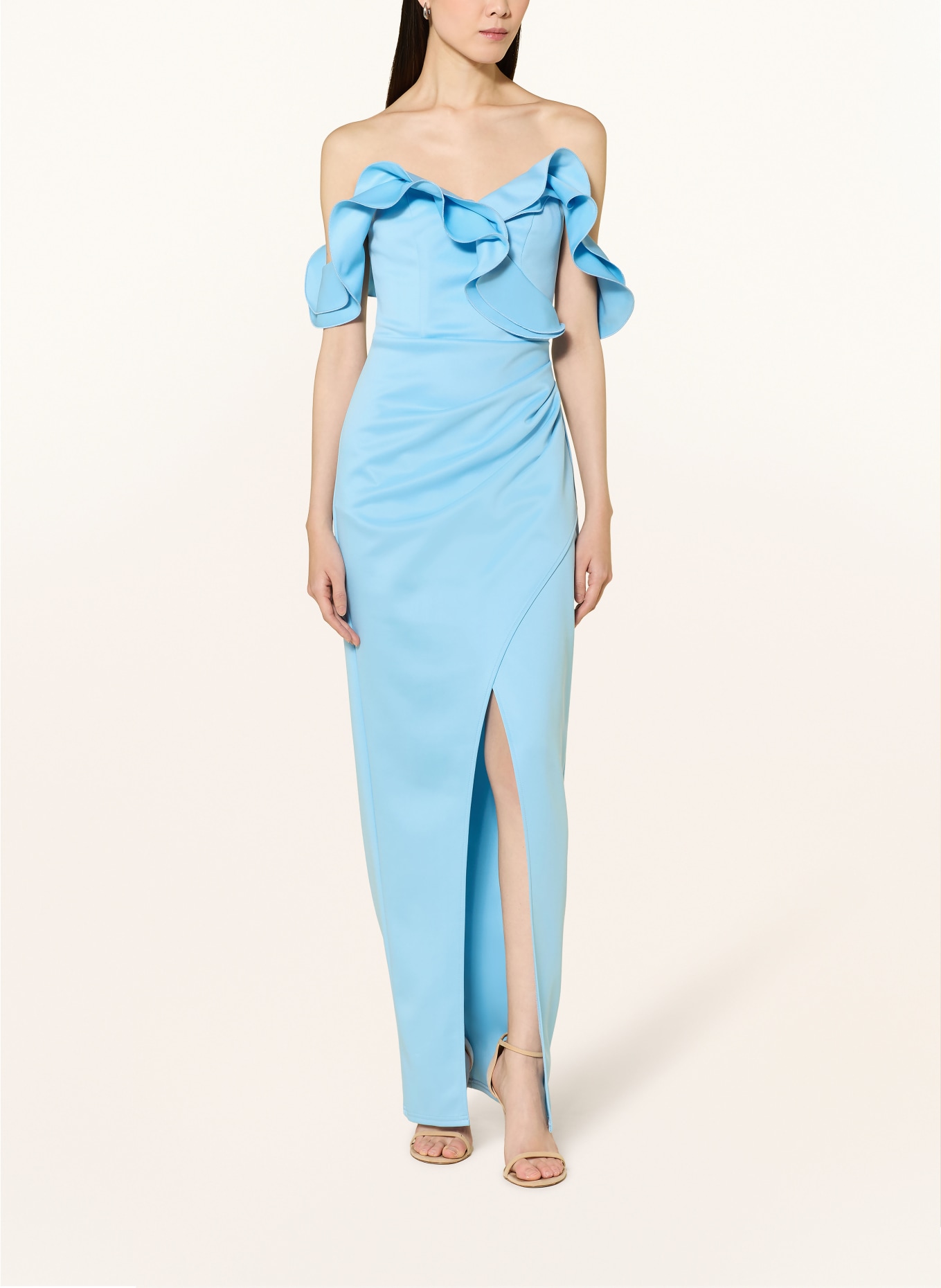 LIPSY Večerní šaty s volány: TMAVĚ MODRÁ