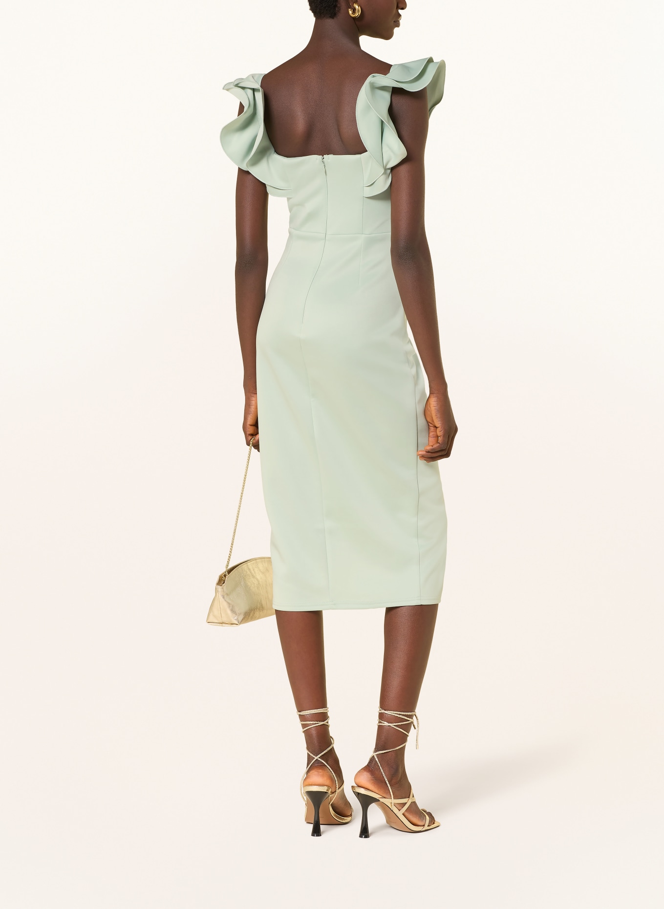 LIPSY Koktejlové šaty s volány: MÁTOVÁ