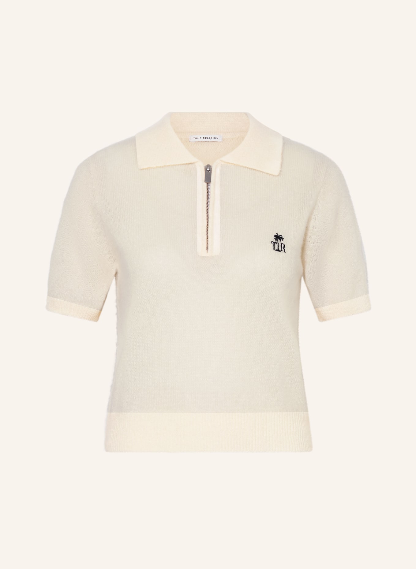TRUE RELIGION Strick-Poloshirt AMARA aus Cashmere: BEIGE / SCHWARZ
