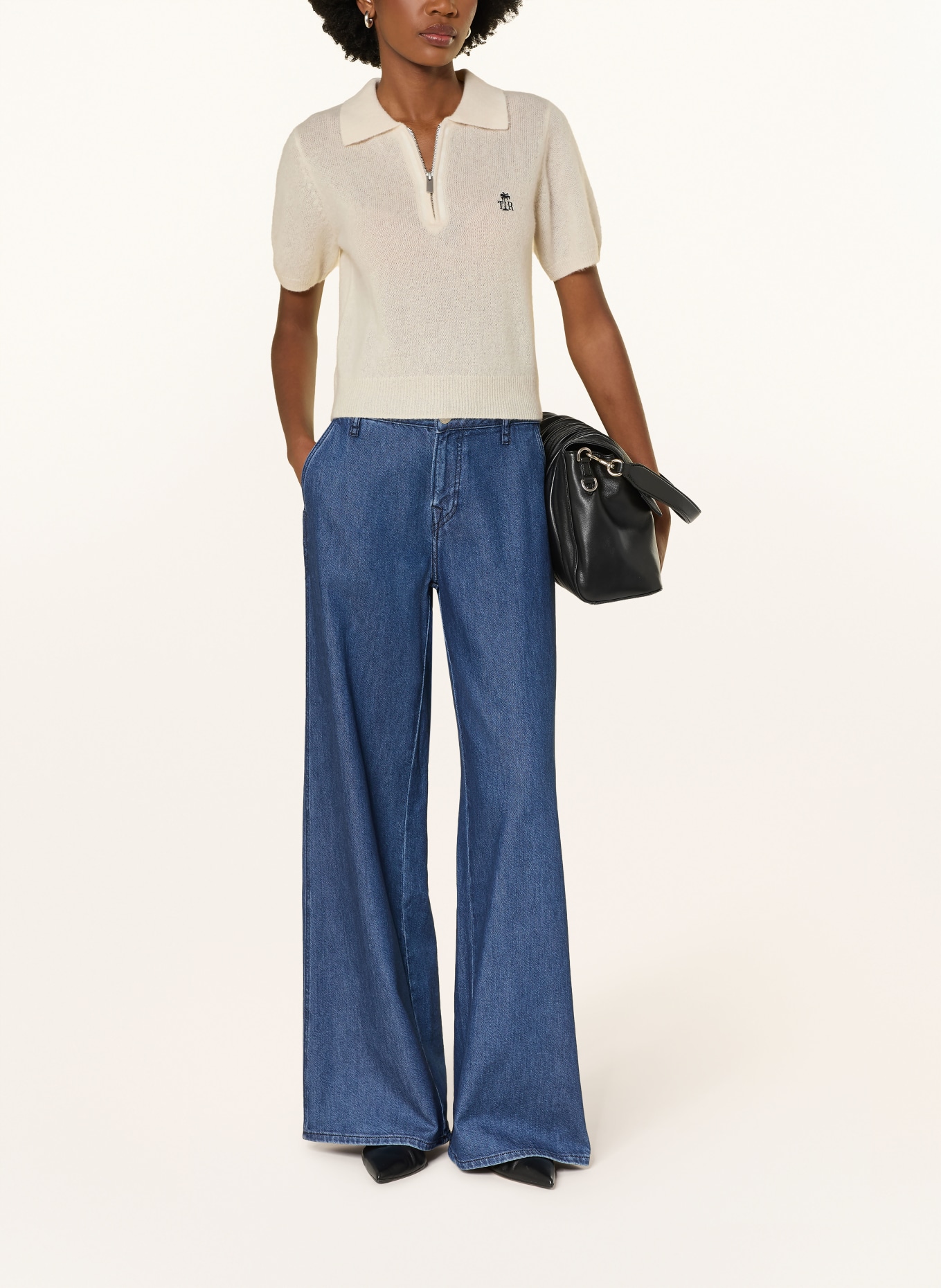 TRUE RELIGION Strick-Poloshirt AMARA aus Cashmere: BEIGE / SCHWARZ