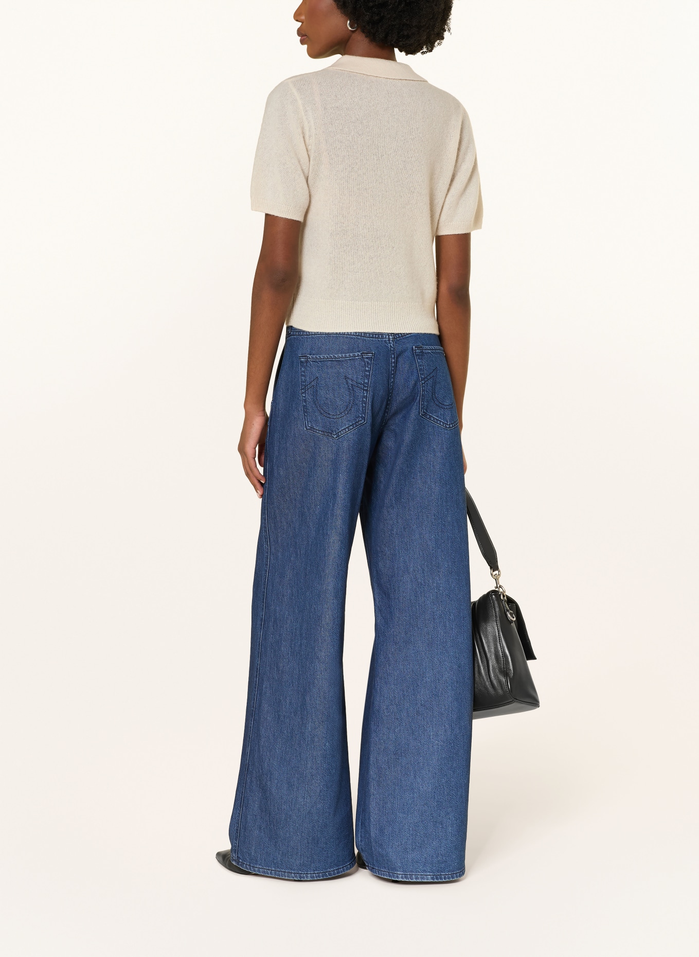 TRUE RELIGION Strick-Poloshirt AMARA aus Cashmere: BEIGE / SCHWARZ