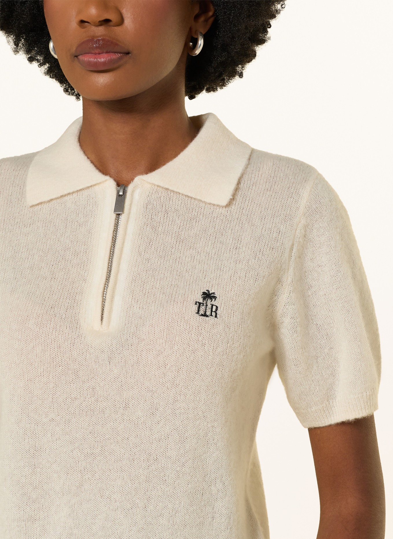 TRUE RELIGION Strick-Poloshirt AMARA aus Cashmere: BEIGE / SCHWARZ