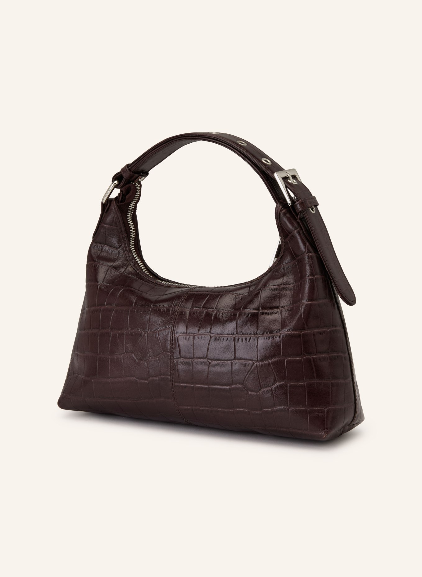 NÚNOO Handtasche DANDY BUCKLE TEXAS: DUNKELBRAUN / SILBER