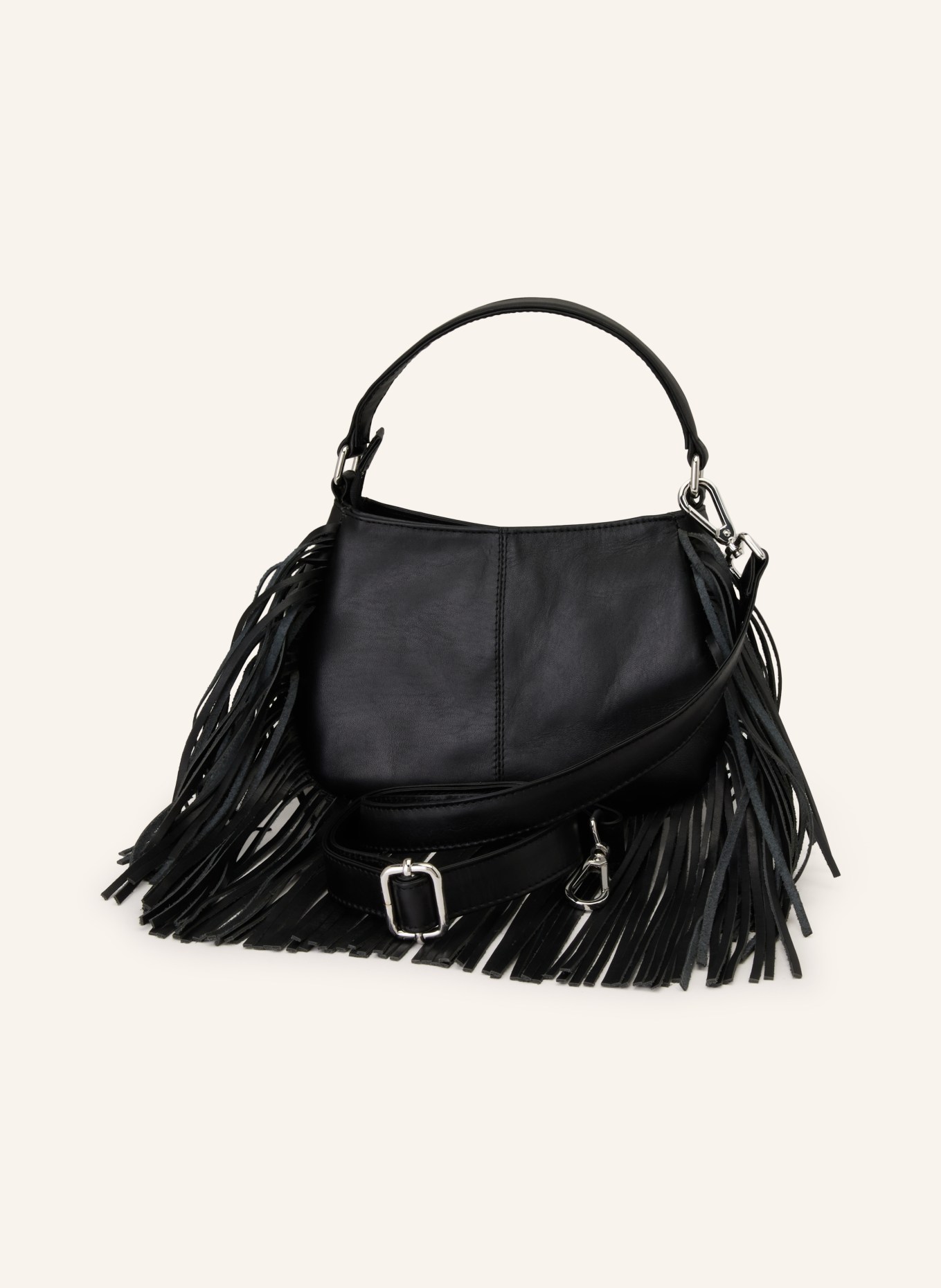 NÚNOO BETTY FRINGE RIVER SMALL shoulder bag: BLACK / SILVER