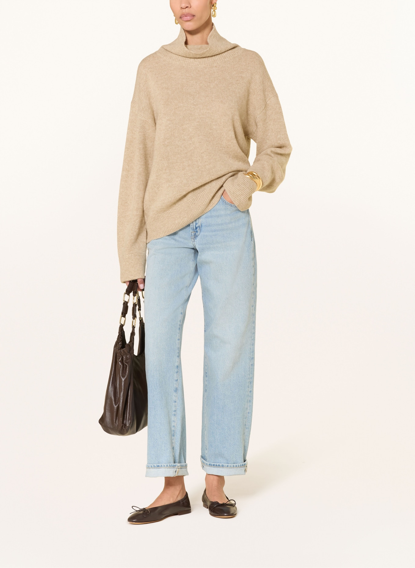 LADNERI Rollkragenpullover JARDIN SOLEIL aus Cashmere: HELLBRAUN