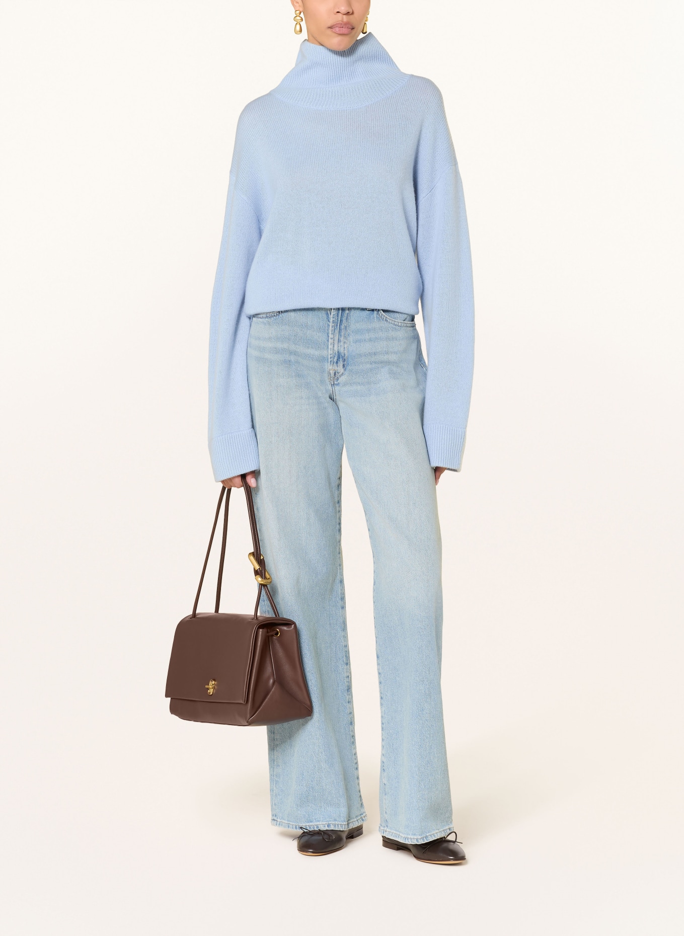 LADNERI Rollkragenpullover JARDIN SOLEIL aus Cashmere: HELLBLAU