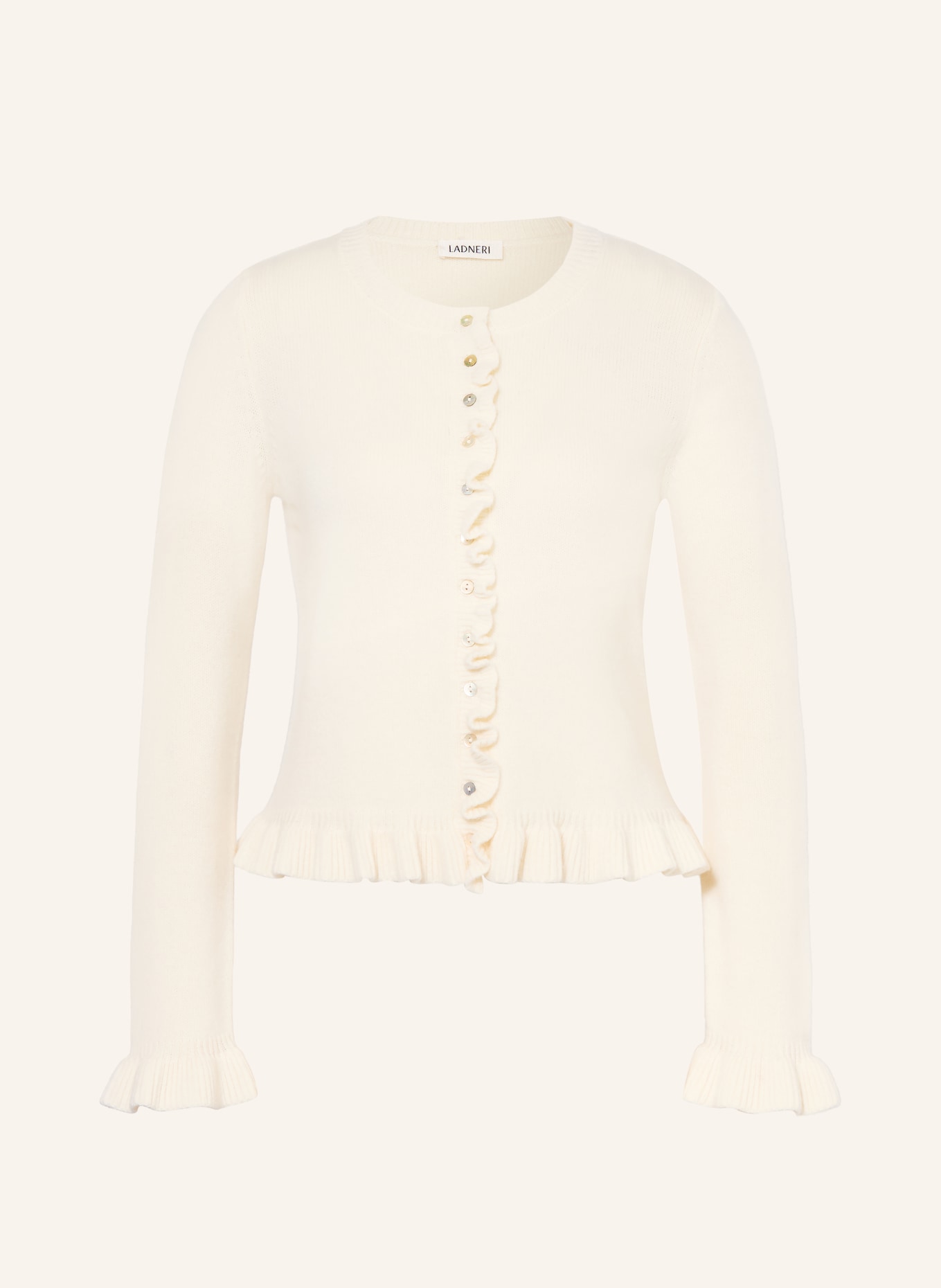 LADNERI Svetr CHLOE s kašmírem a volánky: KRÉMOVÁ