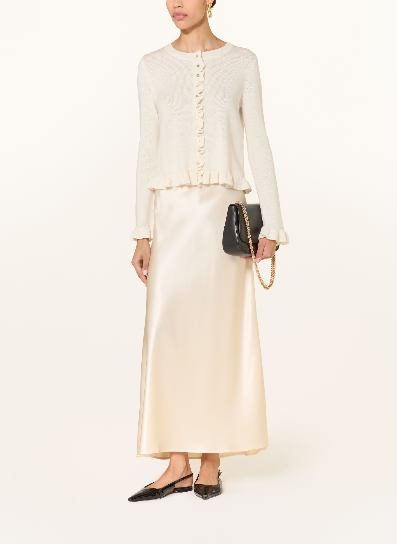 LADNERI Svetr CHLOE s kašmírem a volánky: KRÉMOVÁ