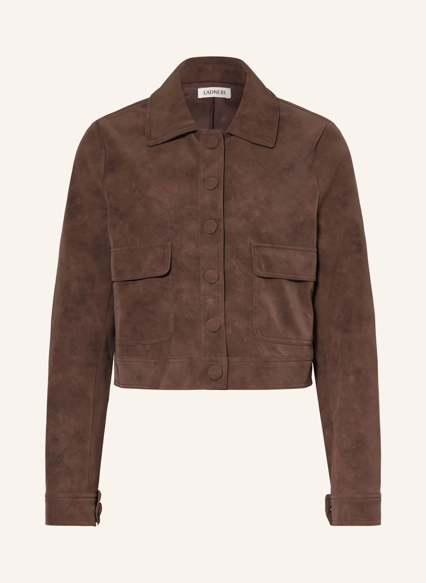 LADNERI Bunda DARCIE v koženém vzhledu: TMAVĚ HNĚDÁ