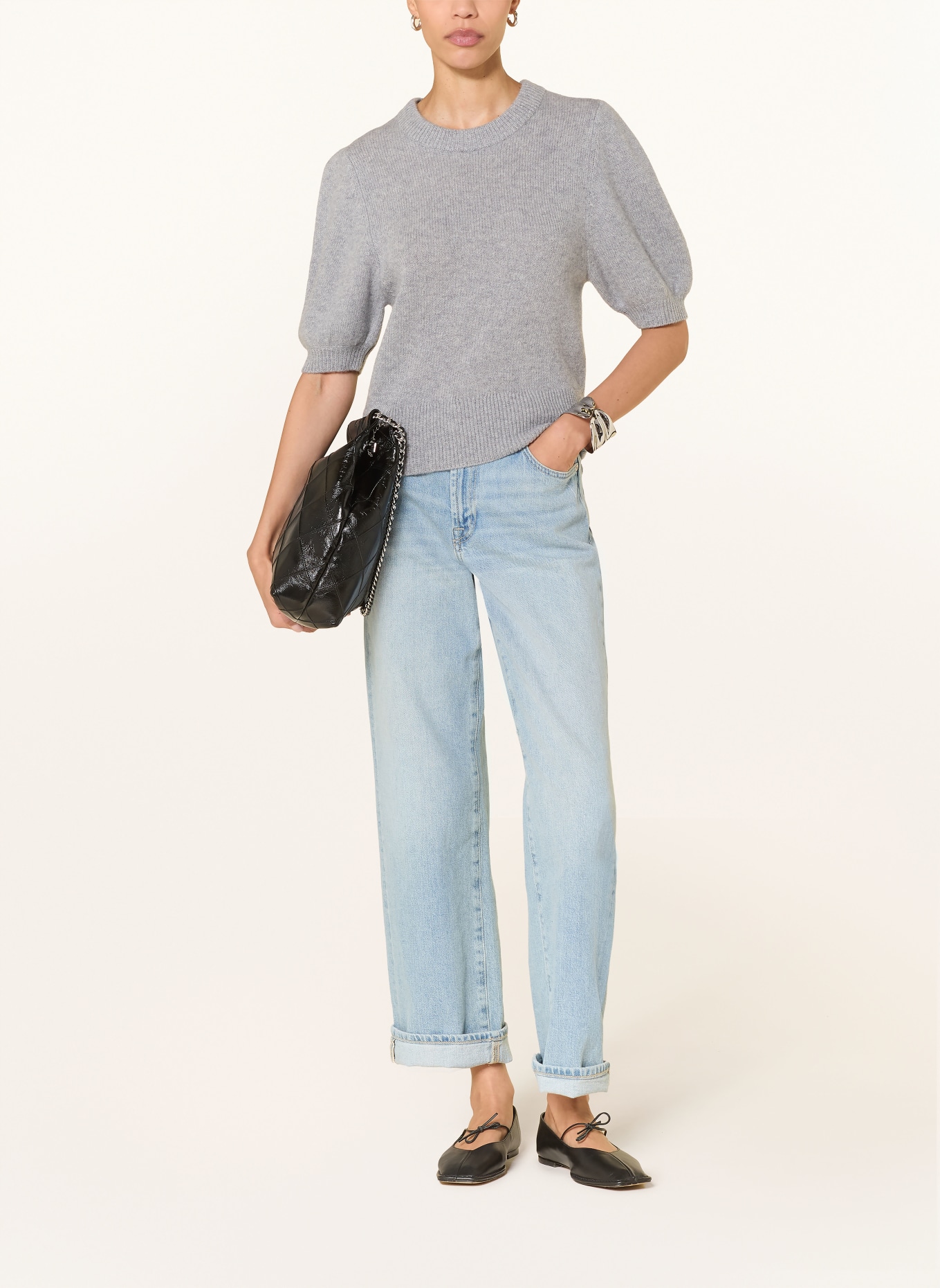 LADNERI Pletené tričko POUPETTE z kašmíru: ŠEDÁ