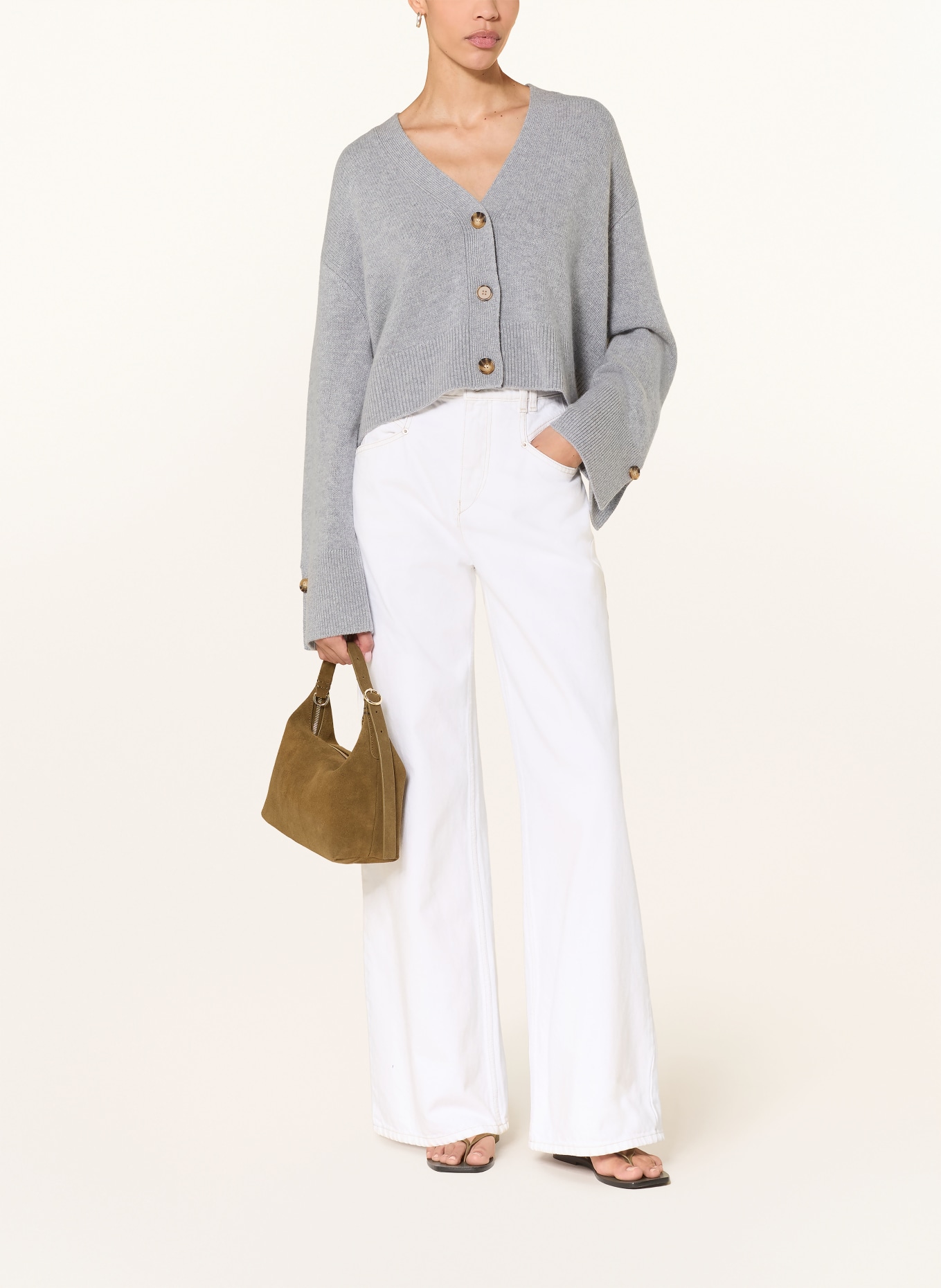 LADNERI Strickjacke PALAIS mit Cashmere: BLAUGRAU