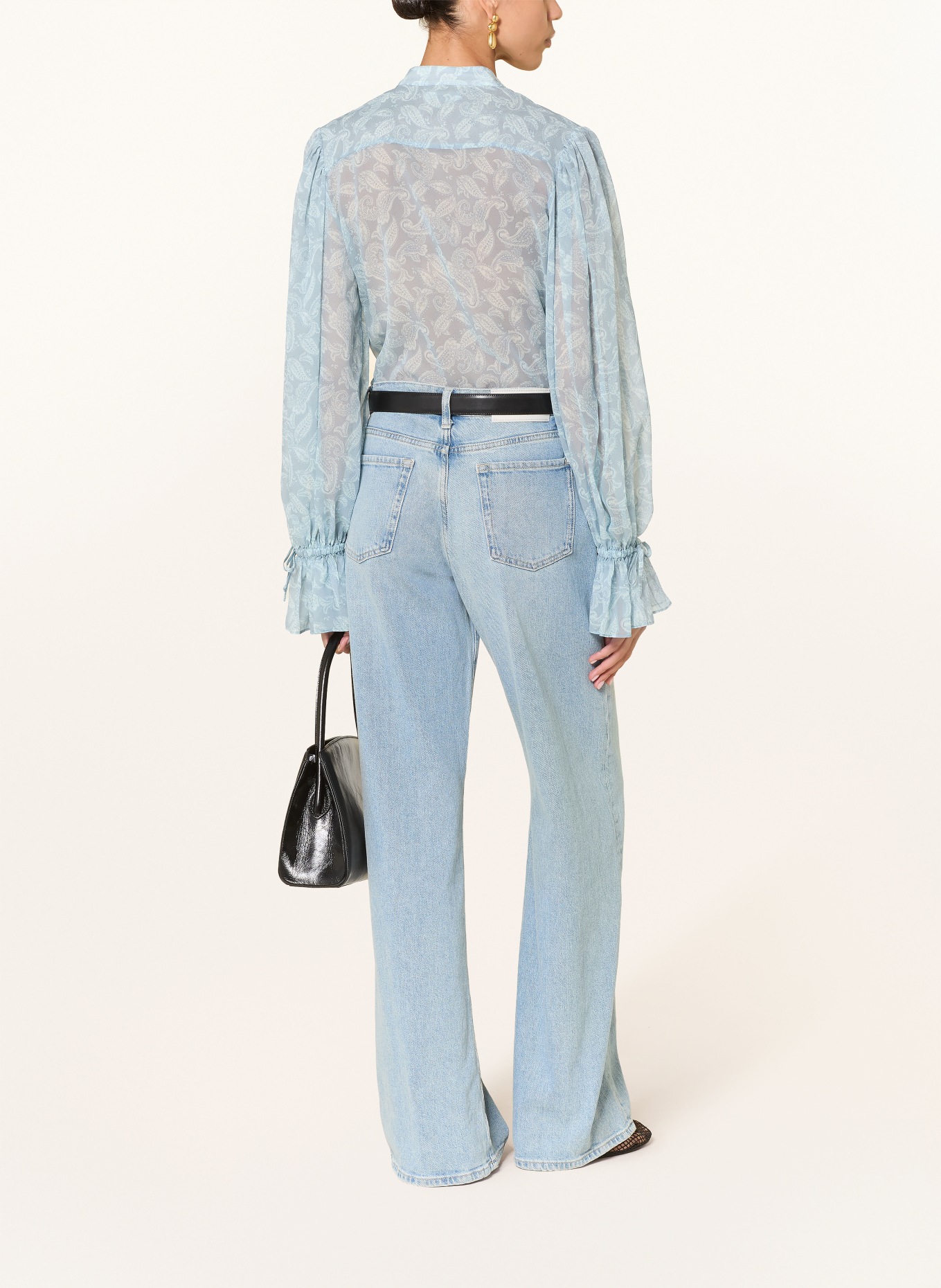 LADNERI Hedvábná halenka ELISE: ČERNOŠEDÁ / TMAVĚ MODRÁ