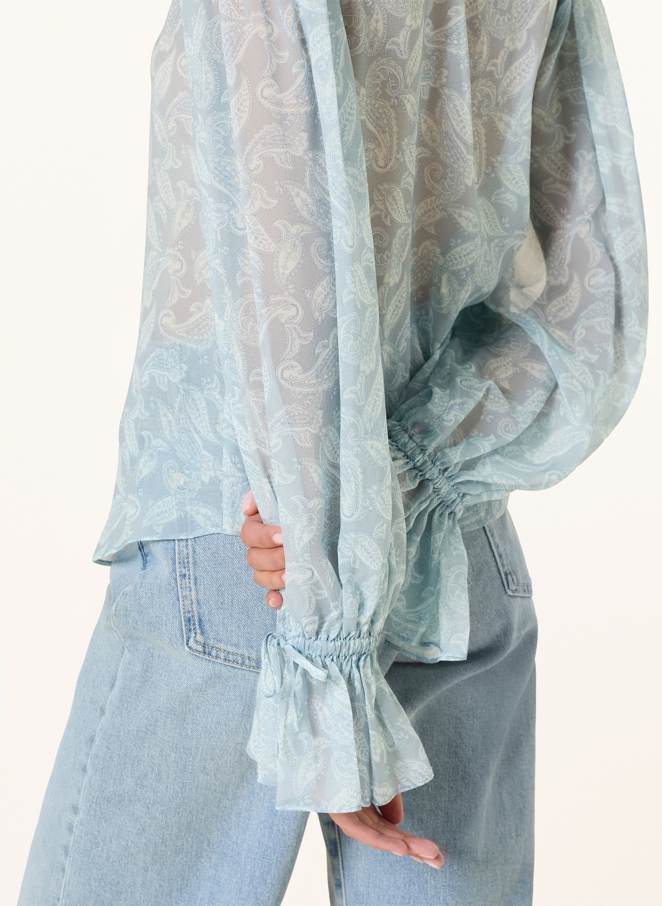 LADNERI Hedvábná halenka ELISE: ČERNOŠEDÁ / TMAVĚ MODRÁ