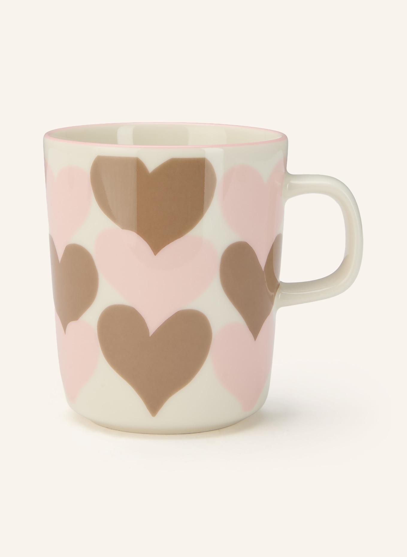 marimekko 2er-Set Henkelbecher OIVA SYDÄMET: CREME / GOLD / ROSA