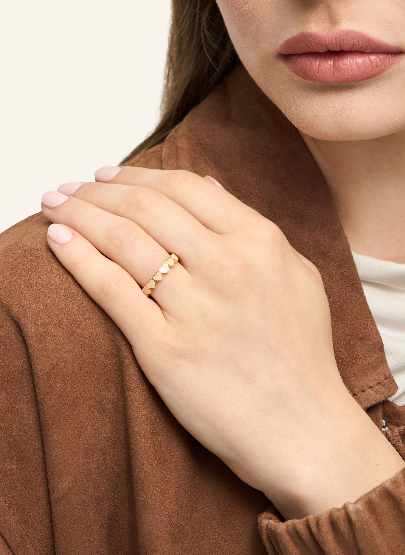 LULU Copenhagen CONNECTED HEARTS ring: CREAM / GOLD