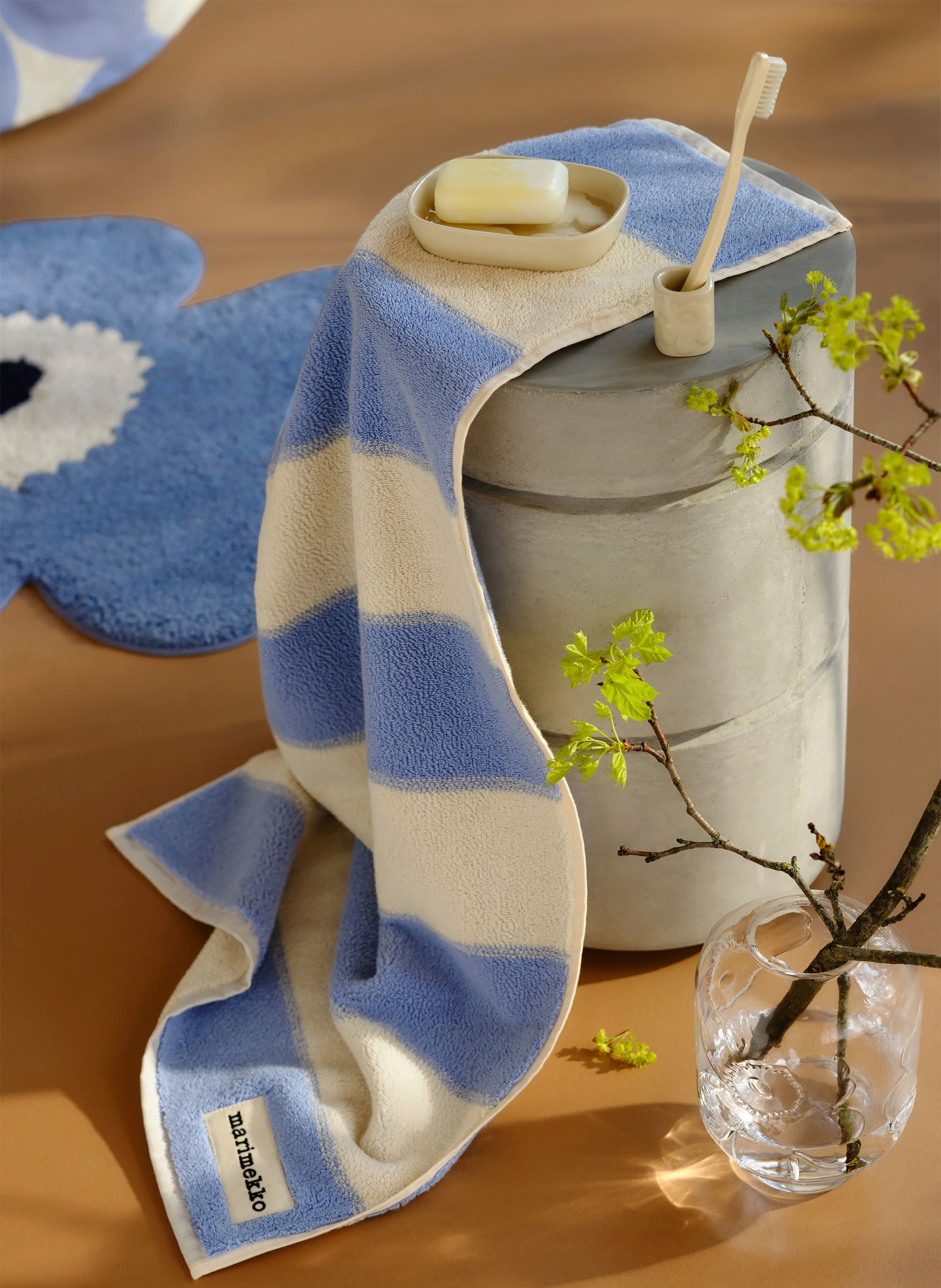 marimekko Badematte UNIKKO: BLAUGRAU / CREME