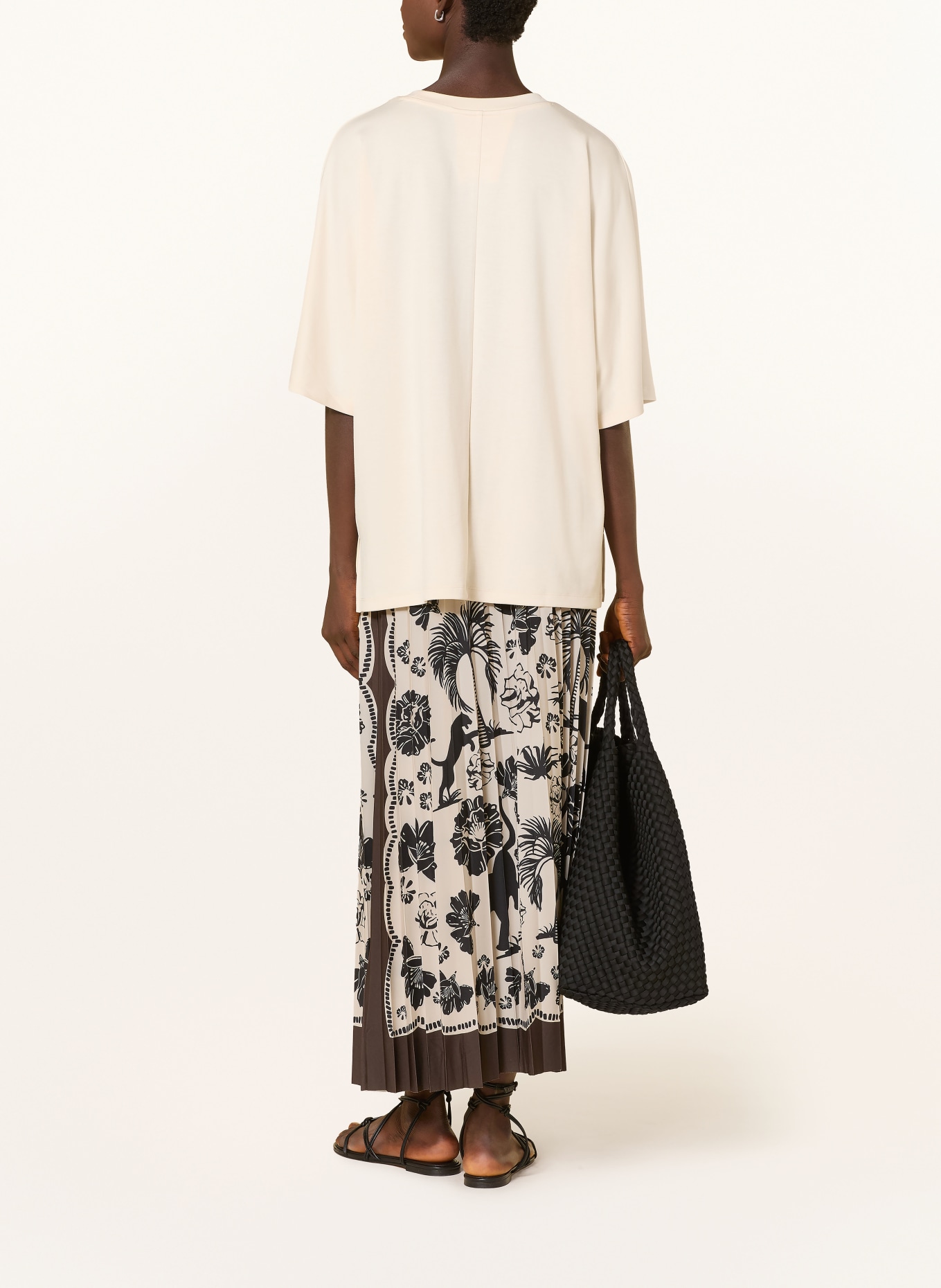 Miss Lagotte pleated skirt: DARK BROWN / ECRU / BLACK